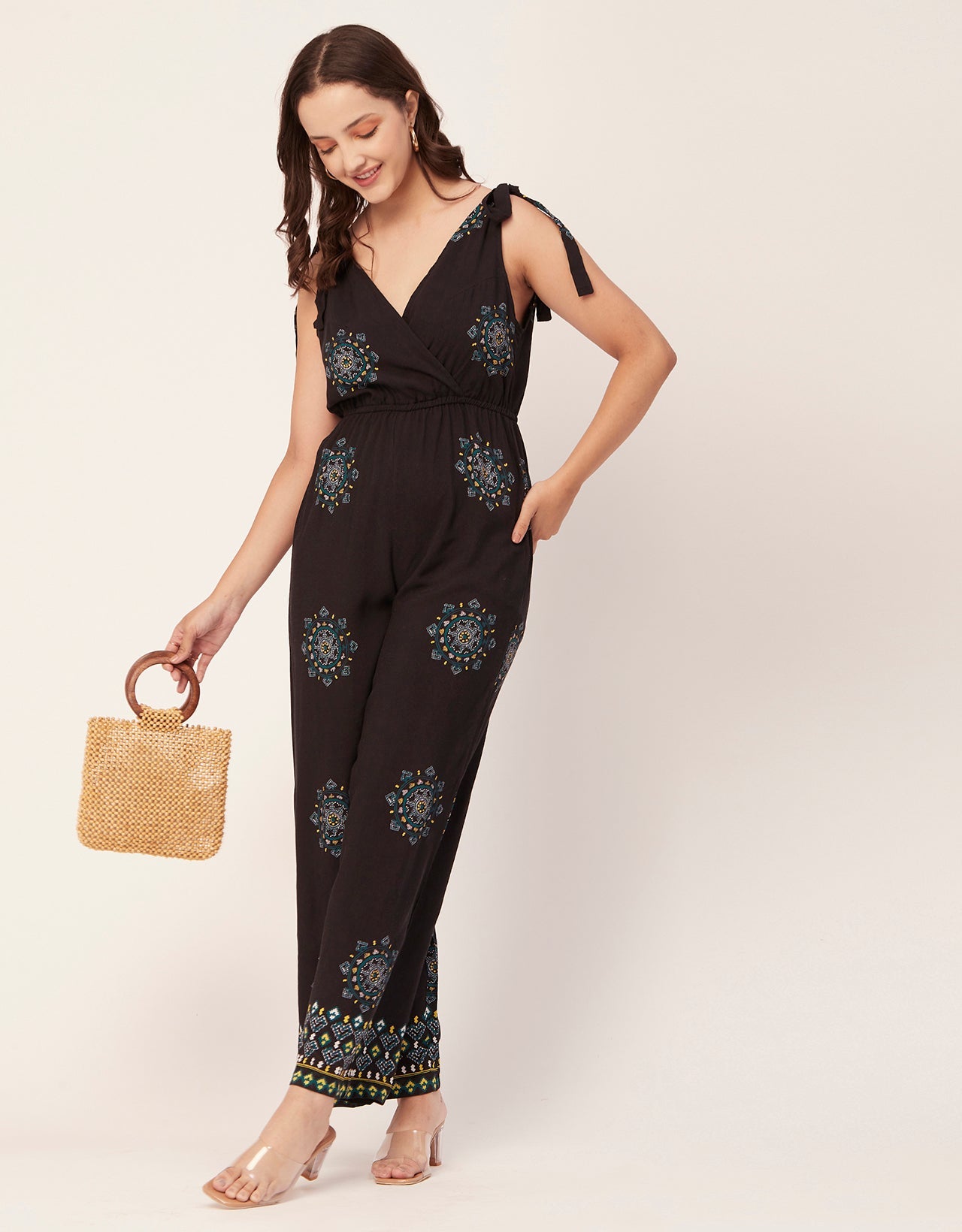 Sleeveless Tie-Up V-Neck Romper