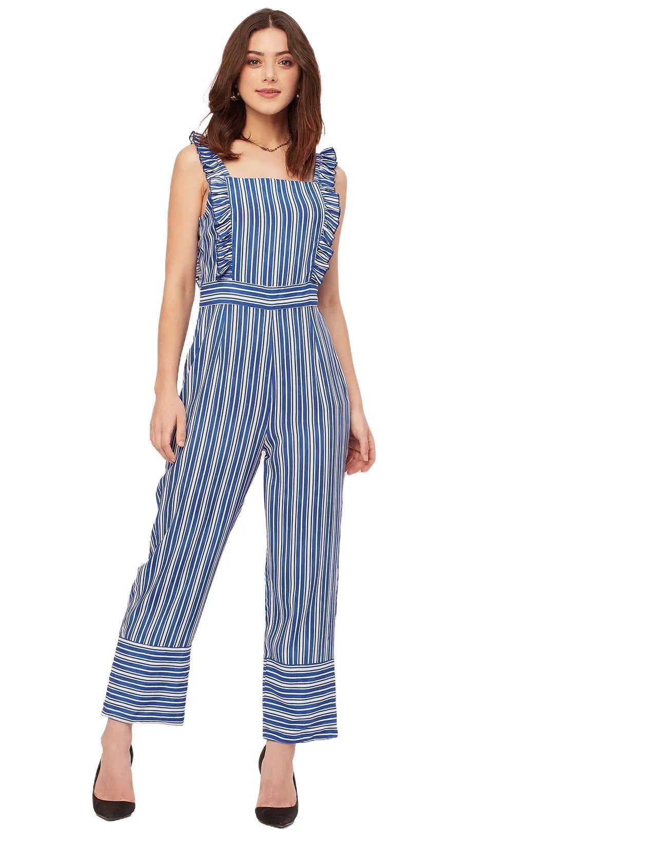 Sleeveless Square Neck Full Leg Rayon Jumpsuit