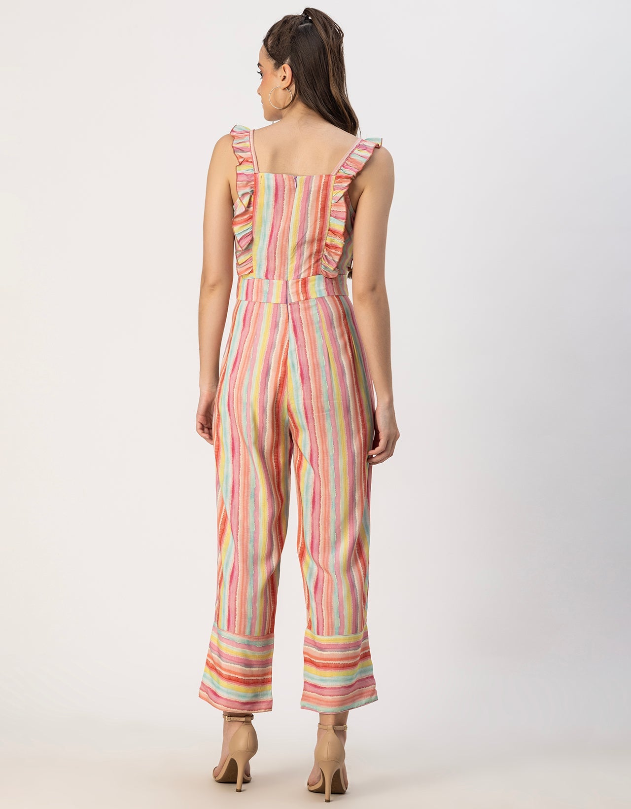 Sleeveless Square Neck Full Leg Rayon Jumpsuit