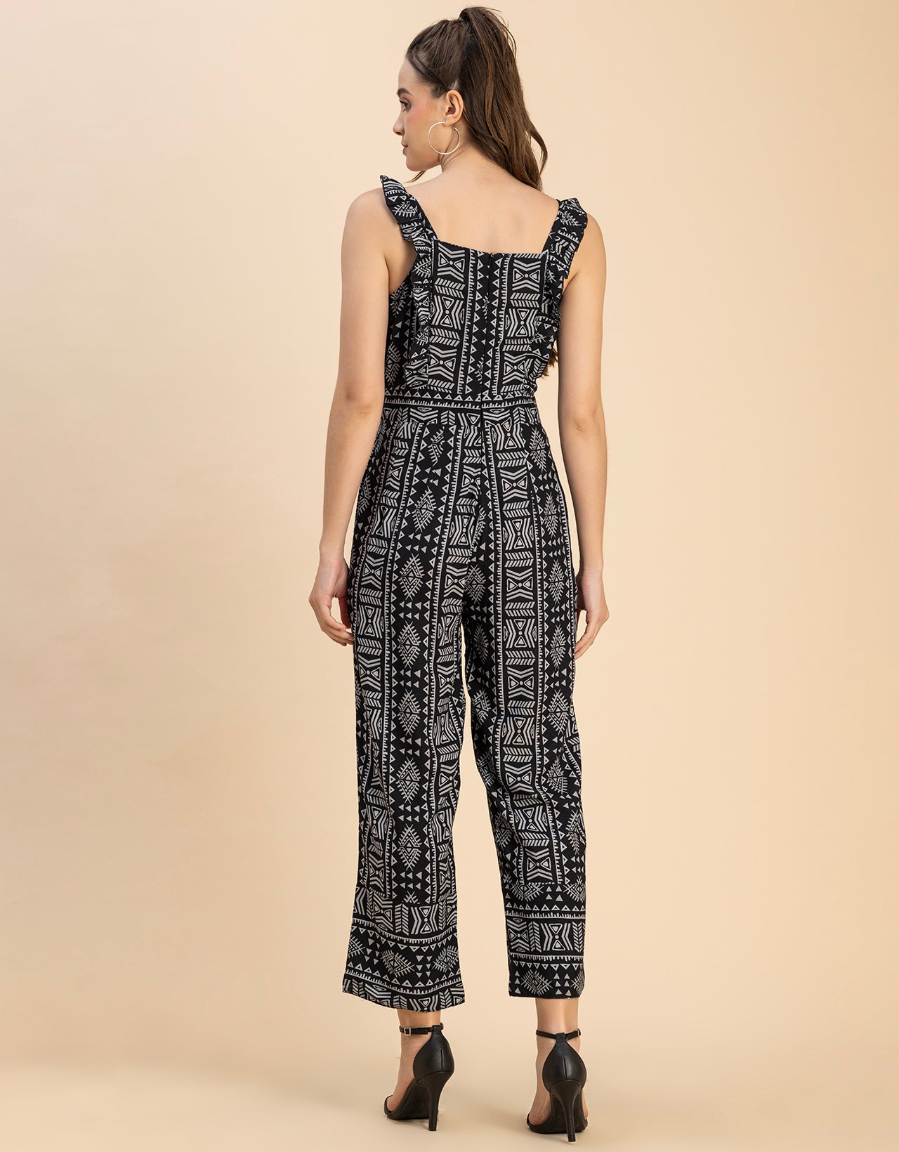 Sleeveless Square Neck Full Leg Rayon Jumpsuit