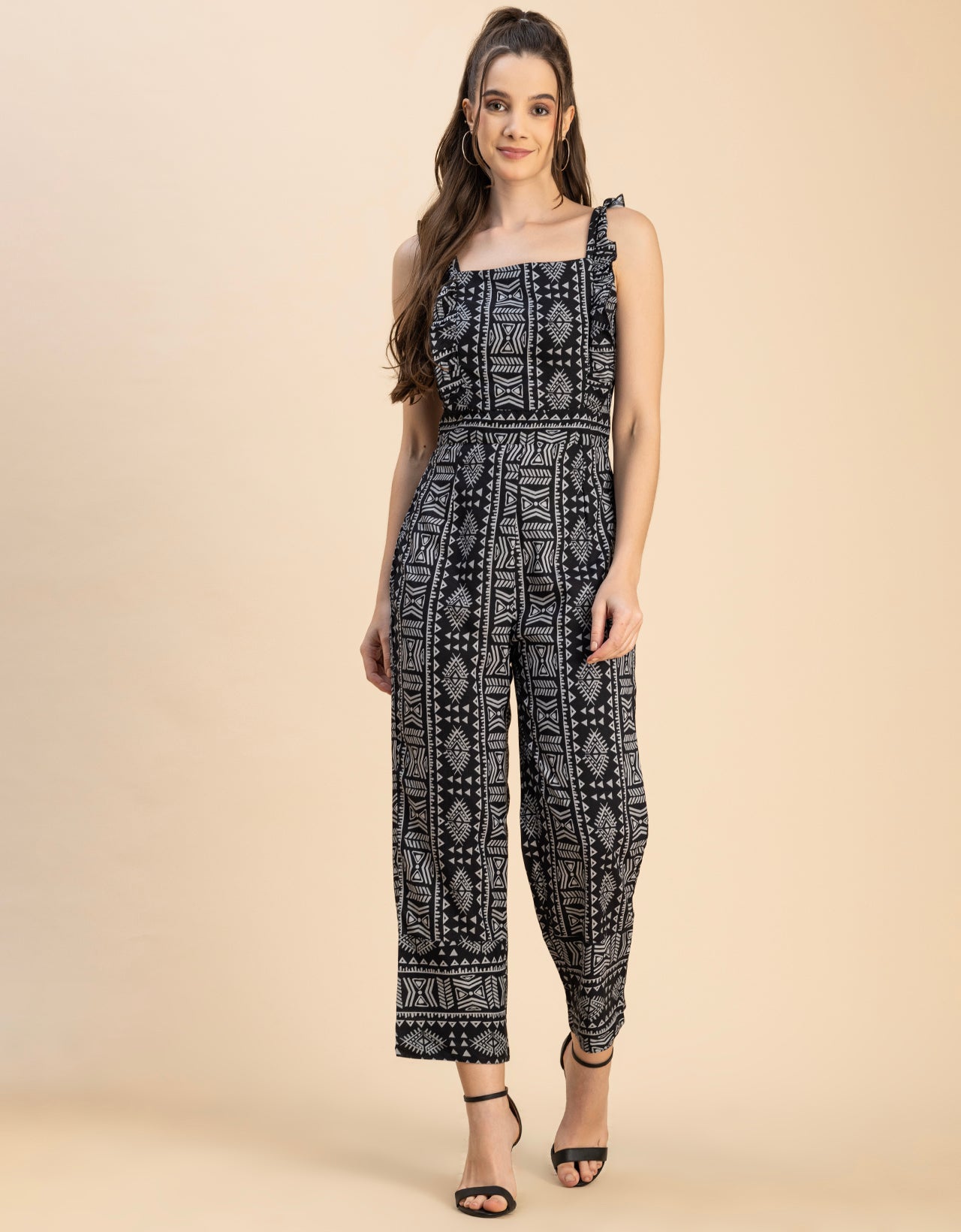 Sleeveless Square Neck Full Leg Rayon Jumpsuit