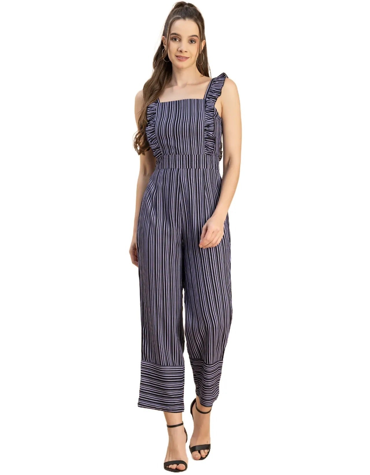 Sleeveless Square Neck Full Leg Rayon Jumpsuit
