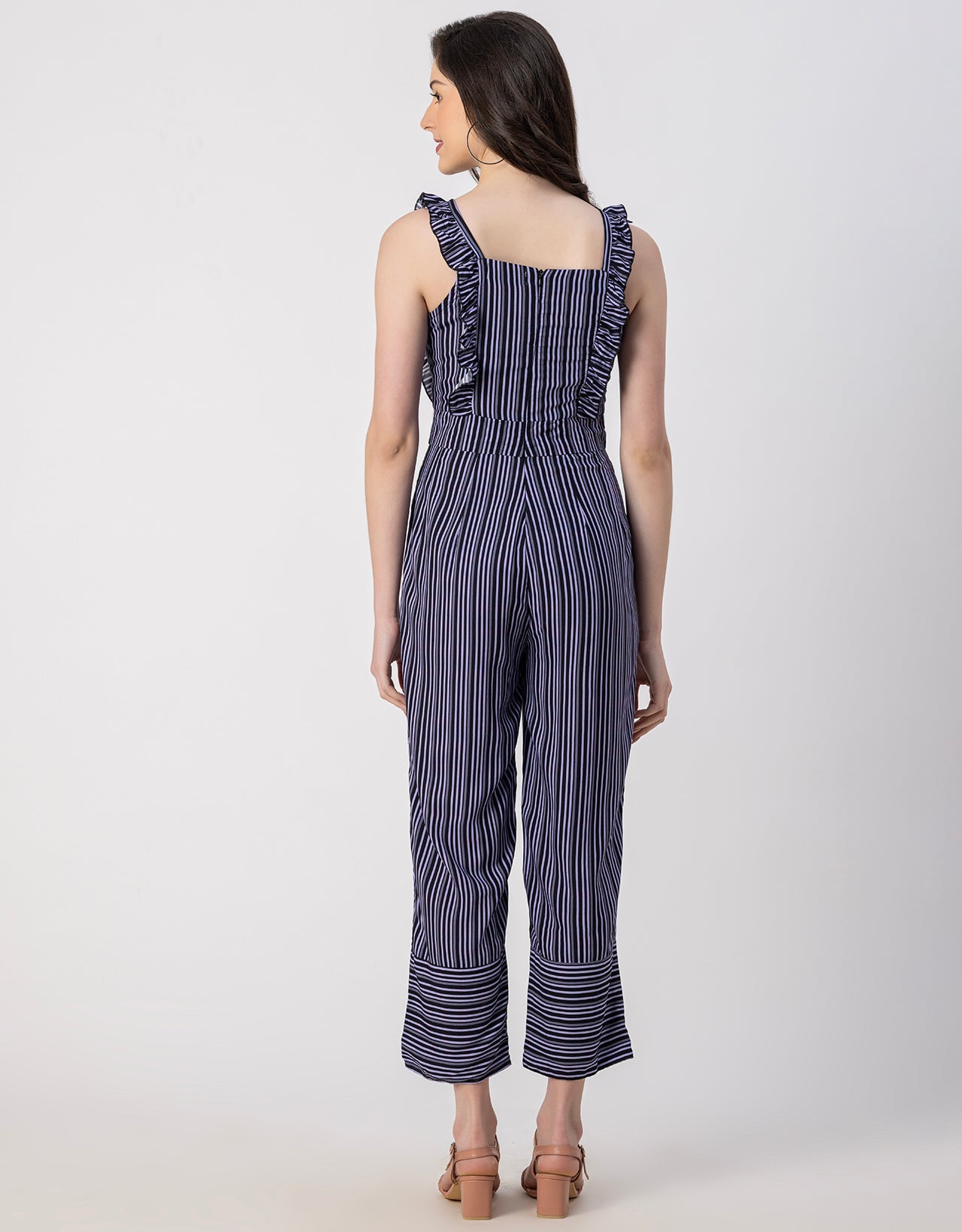 Sleeveless Square Neck Full Leg Rayon Jumpsuit