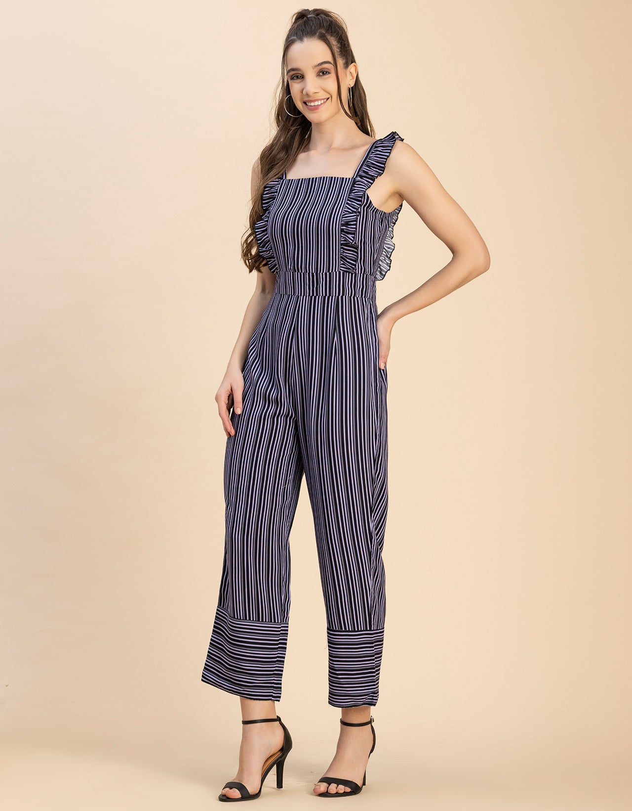 Sleeveless Square Neck Full Leg Rayon Jumpsuit