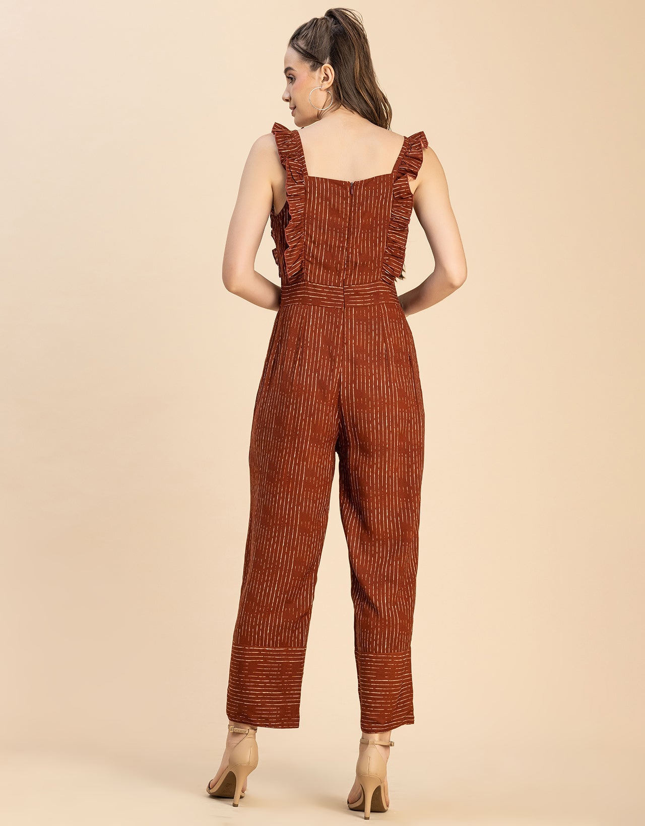Sleeveless Square Neck Full Leg Rayon Jumpsuit