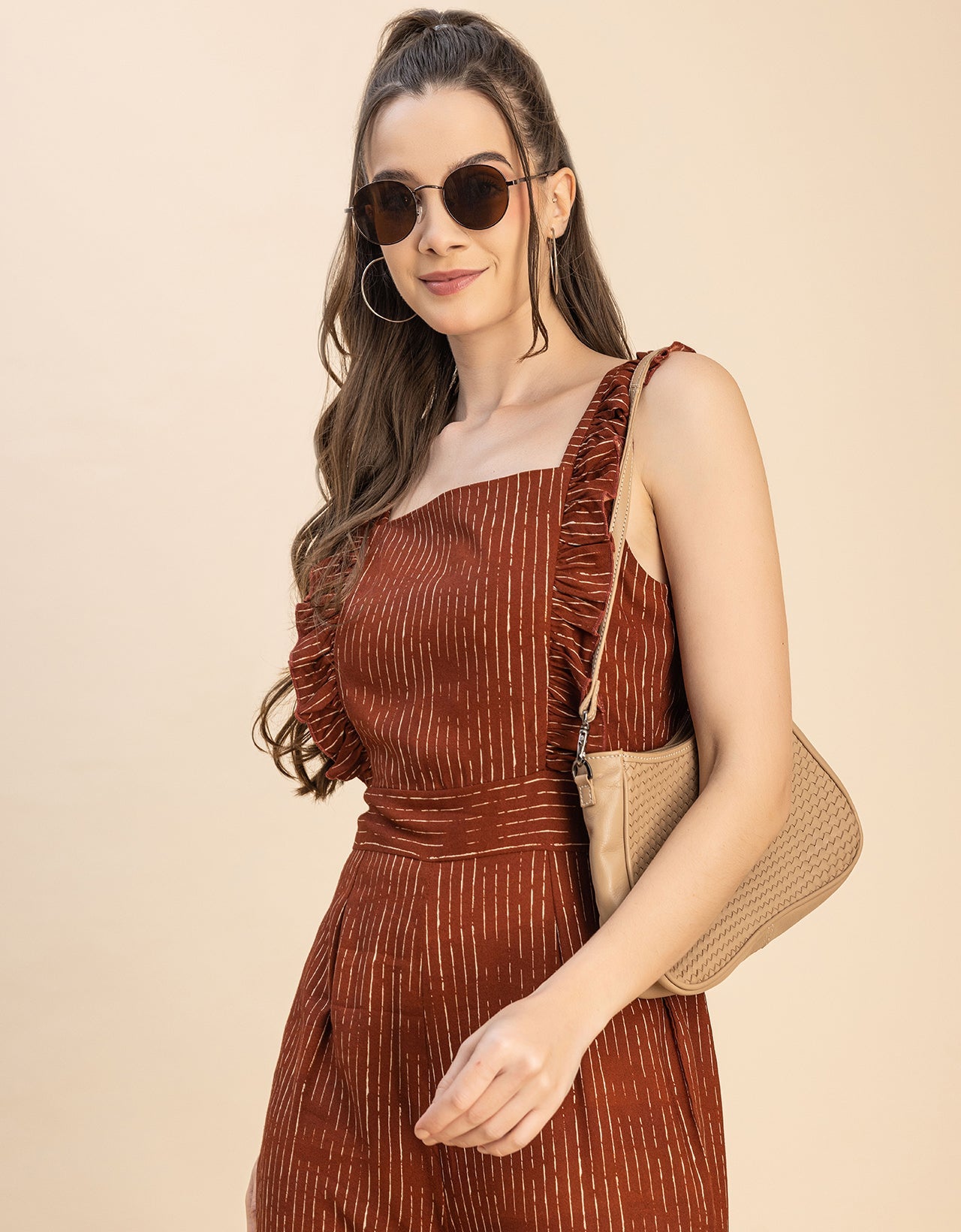 Sleeveless Square Neck Full Leg Rayon Jumpsuit