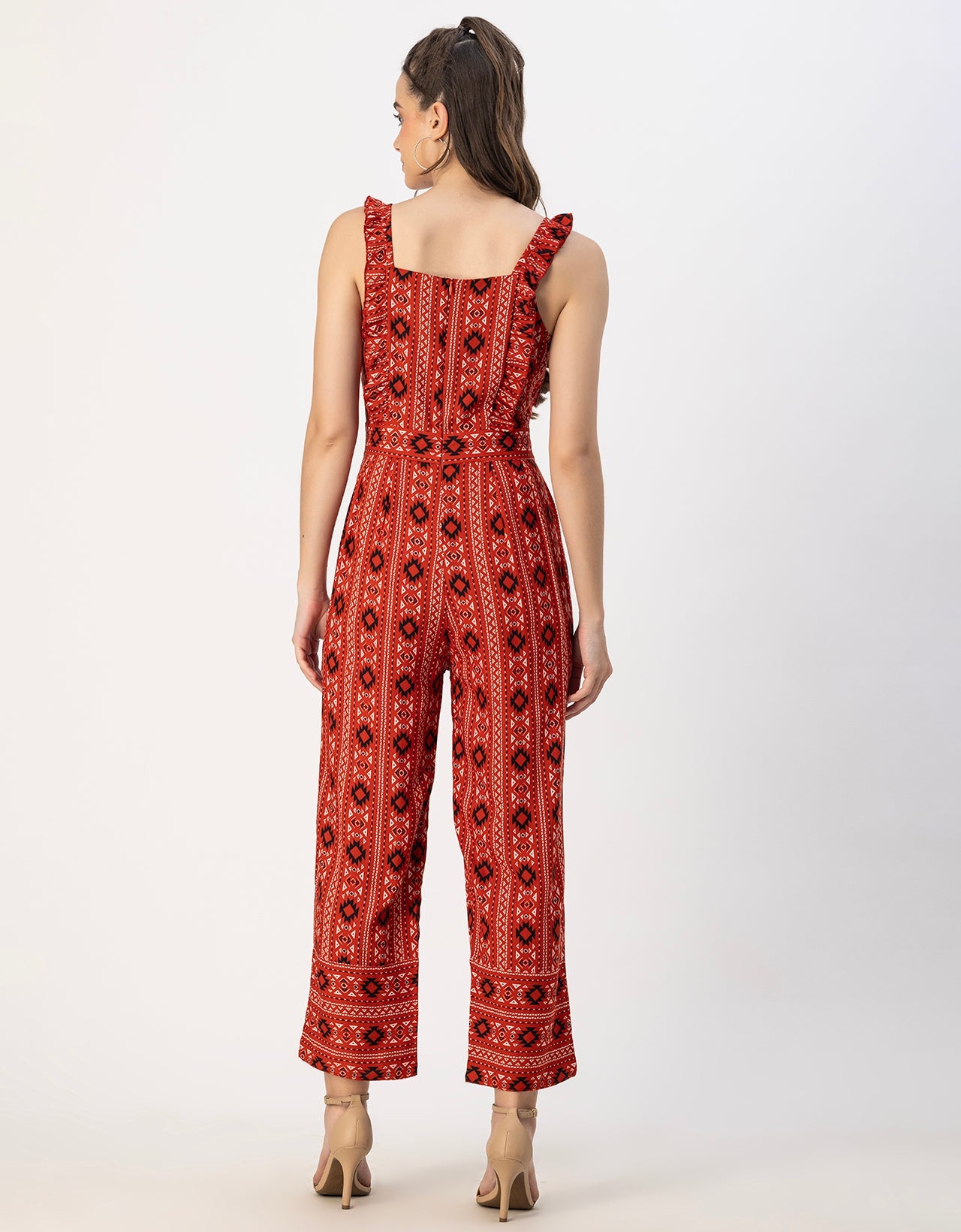 Sleeveless Square Neck Full Leg Rayon Jumpsuit
