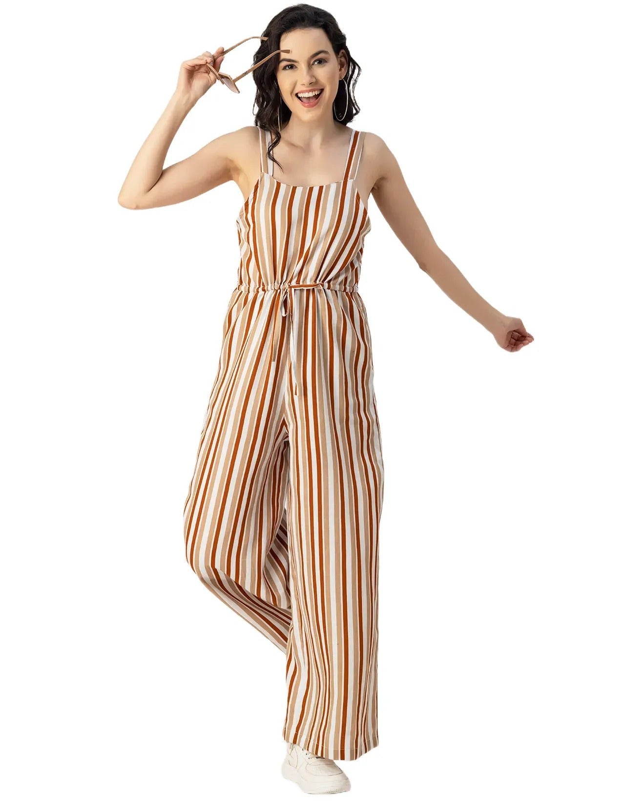 Shoulder Straps Full Leg Cotton Jumpsuit