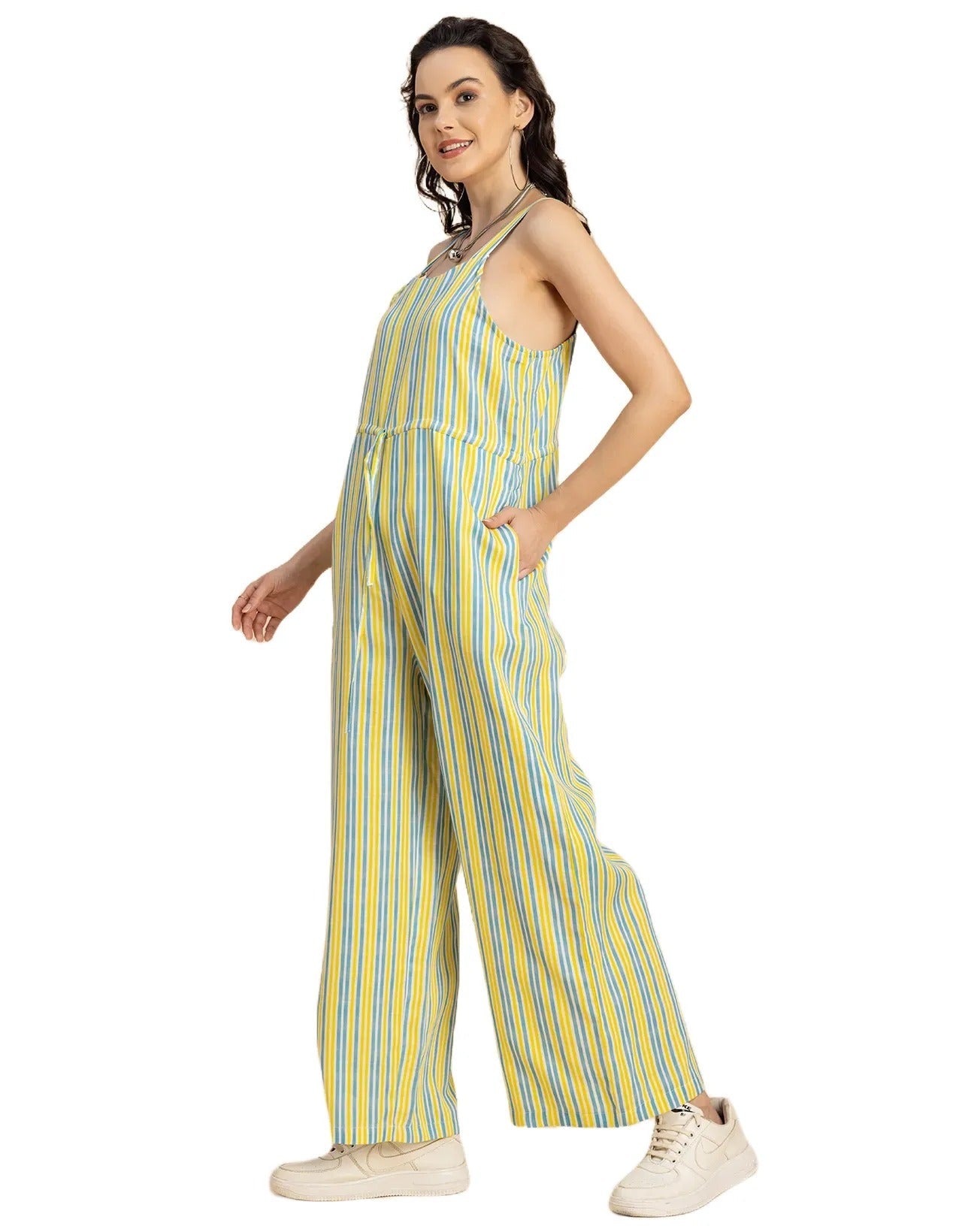 Shoulder Straps Full Leg Cotton Jumpsuit