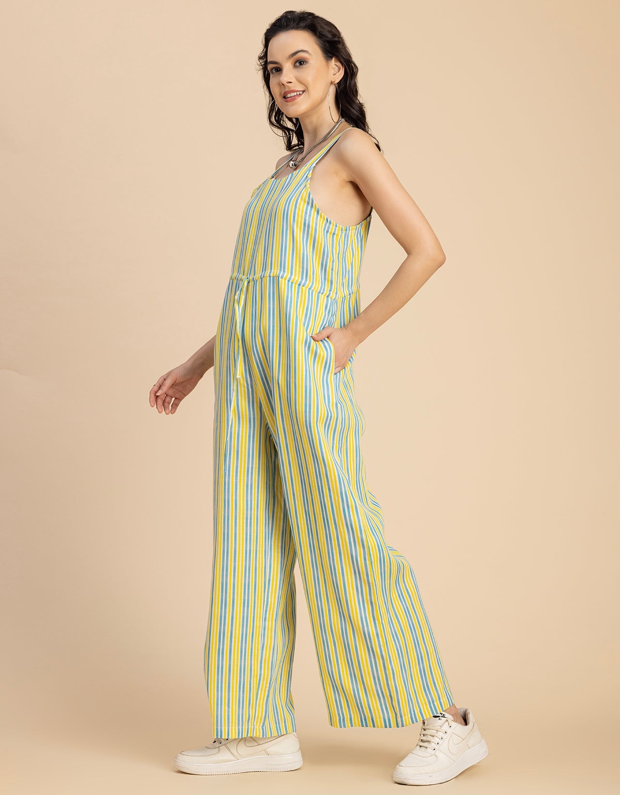 Shoulder Straps Full Leg Cotton Jumpsuit