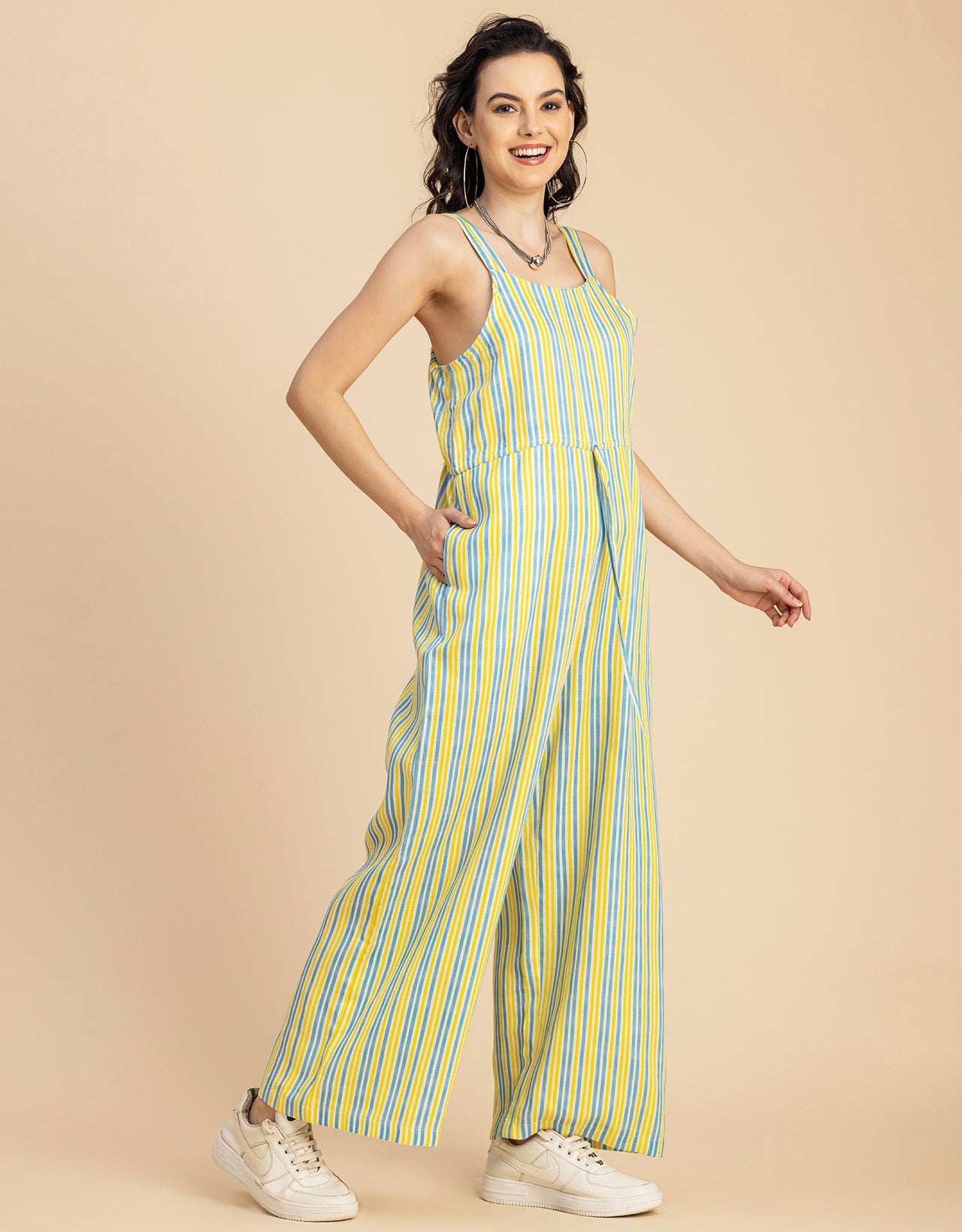 Shoulder Straps Full Leg Cotton Jumpsuit