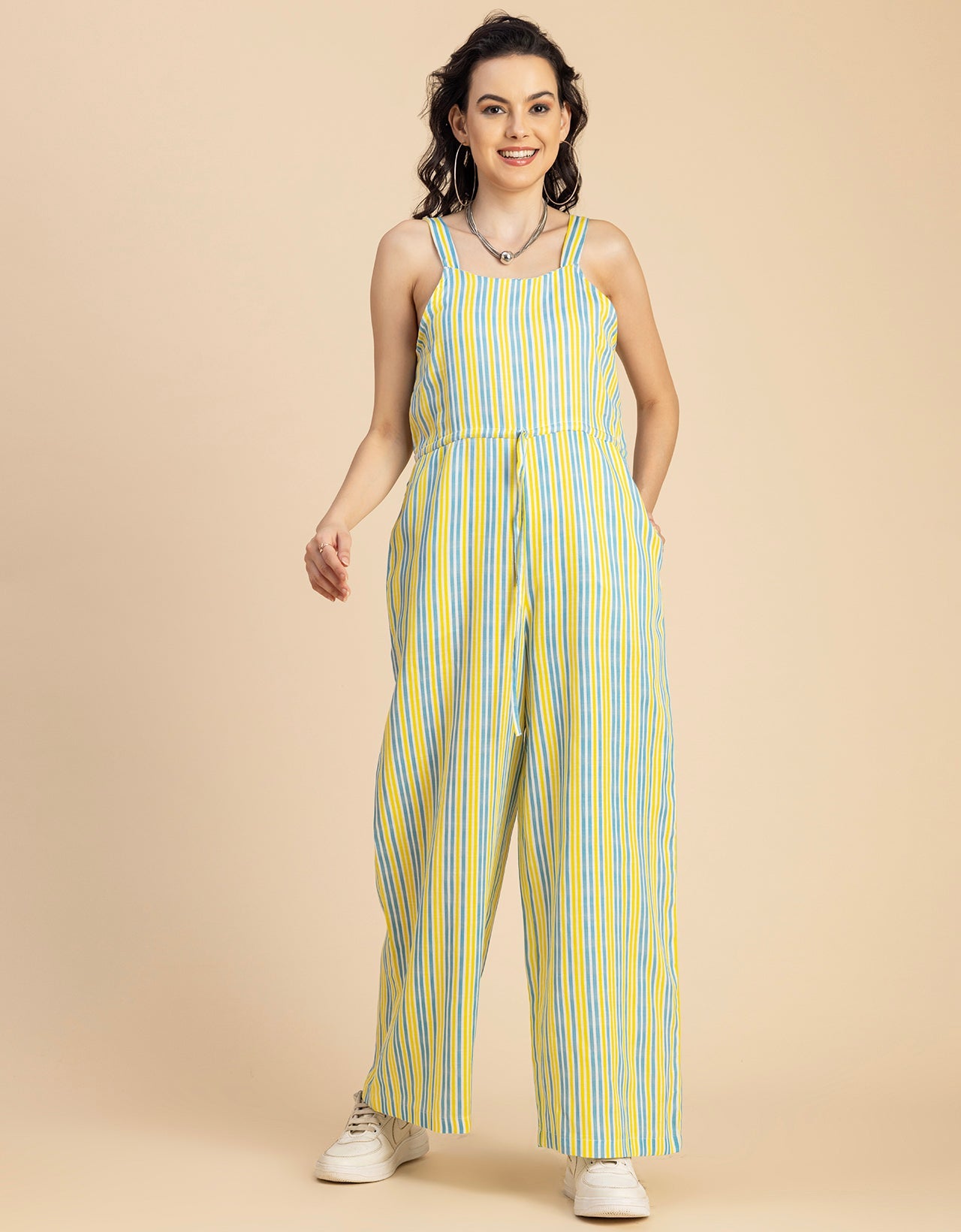 Shoulder Straps Full Leg Cotton Jumpsuit