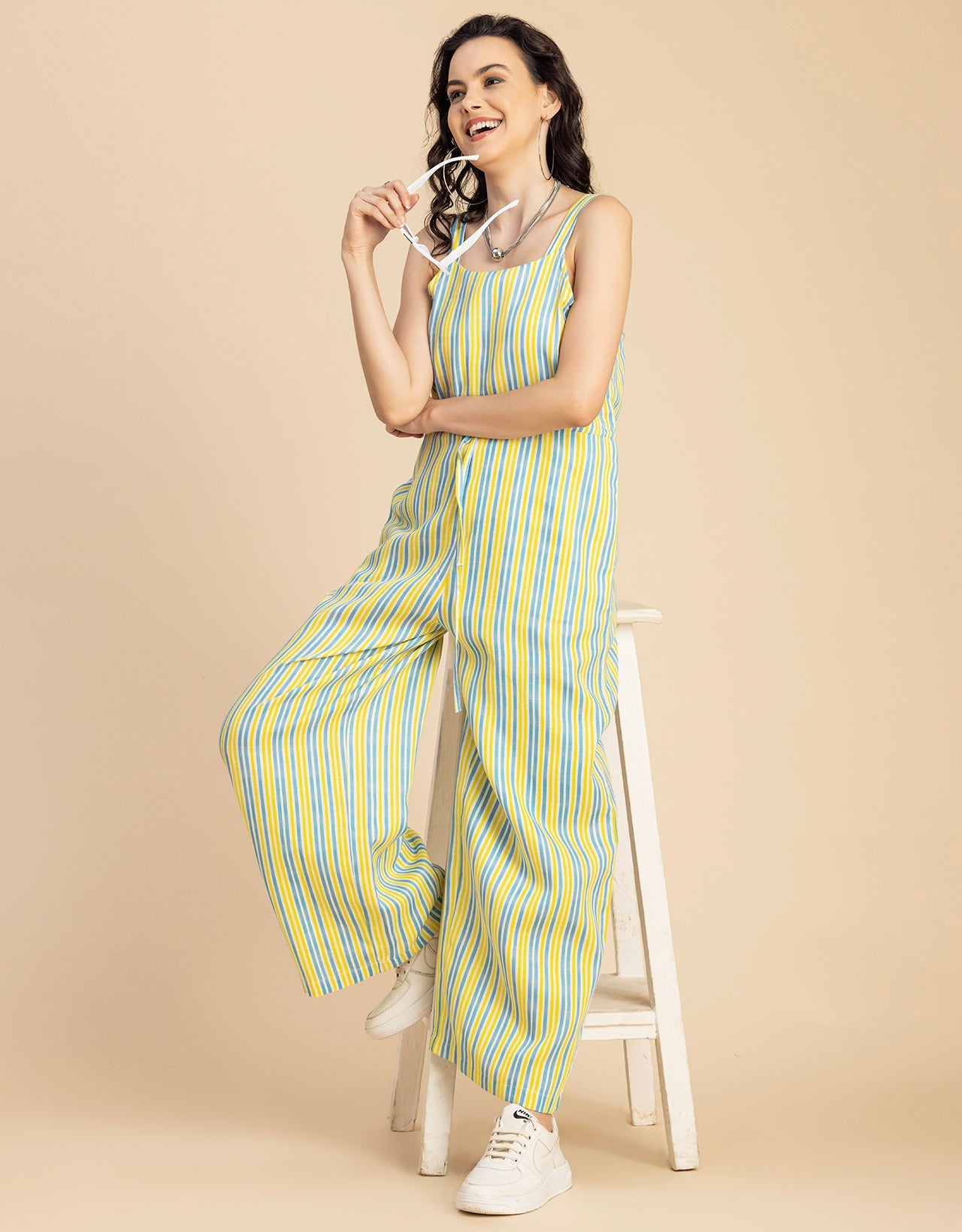 Shoulder Straps Full Leg Cotton Jumpsuit