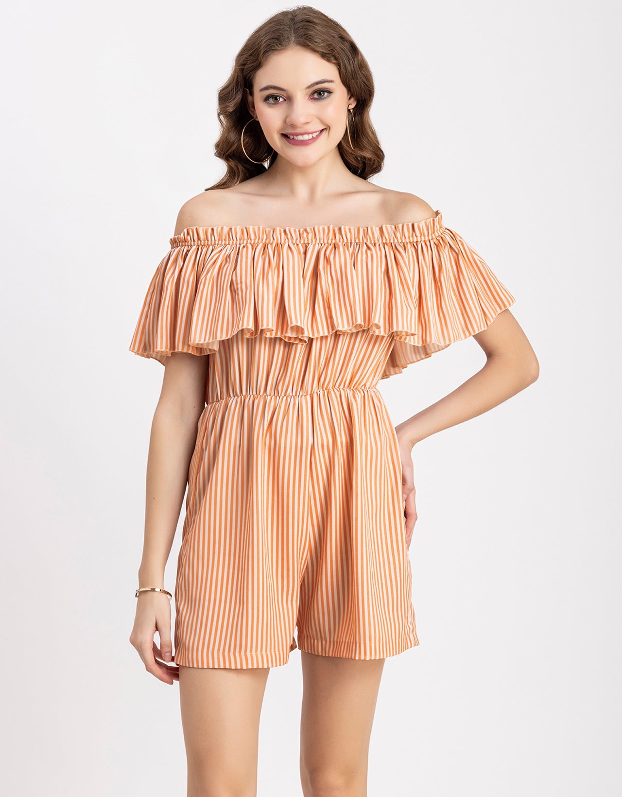 Chic Printed Off Shoulder Jumpsuit - Trendy Romper