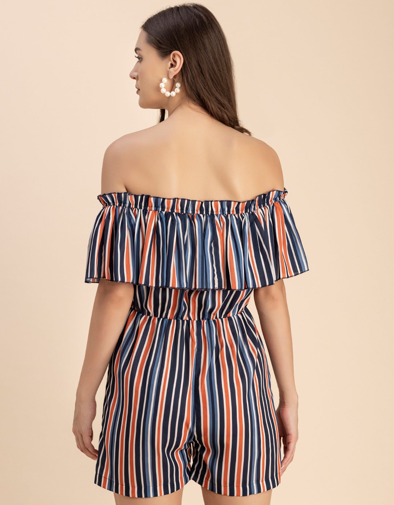 Chic Printed Off Shoulder Jumpsuit - Trendy Romper