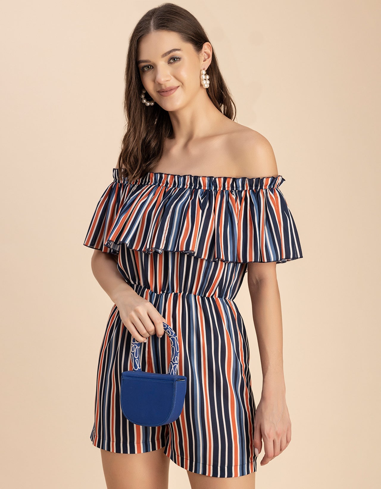 Chic Printed Off Shoulder Jumpsuit - Trendy Romper