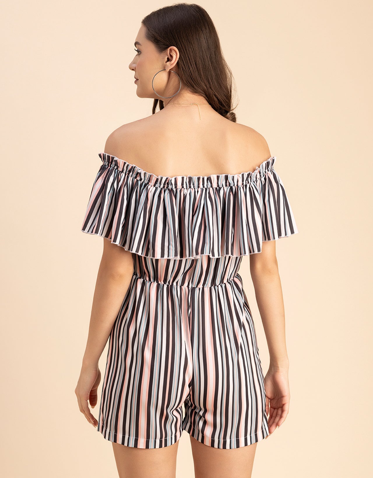 Chic Printed Off Shoulder Jumpsuit - Trendy Romper