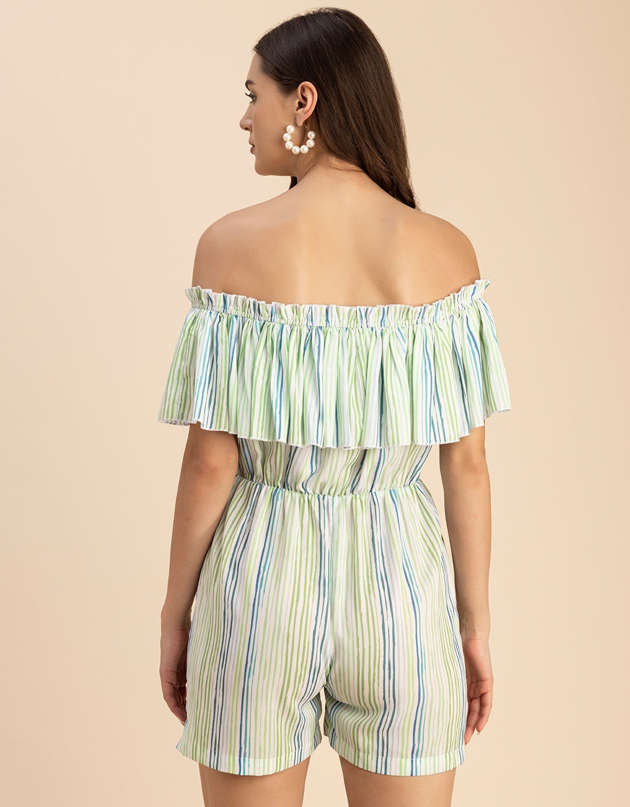Chic Printed Off Shoulder Jumpsuit - Trendy Romper