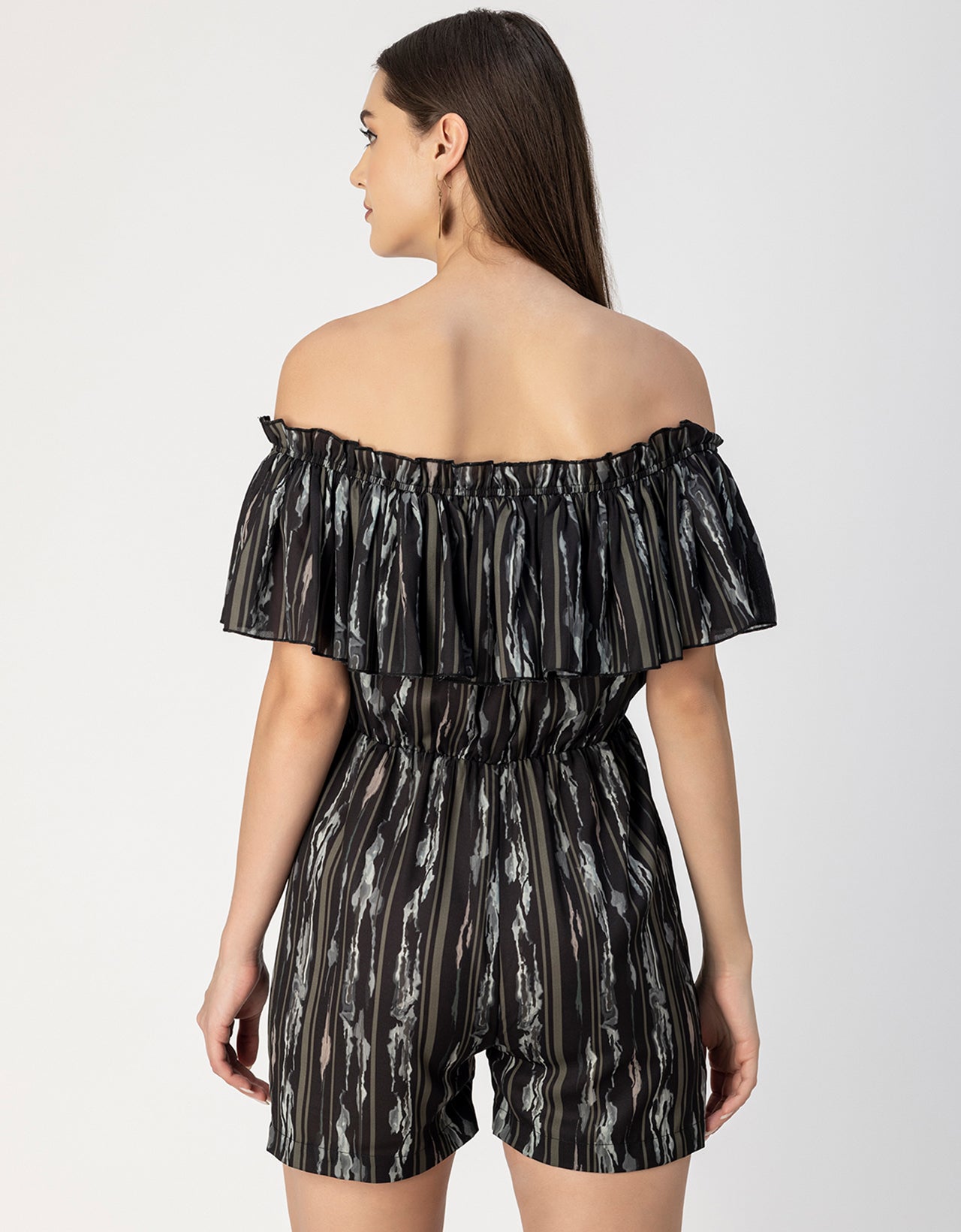 Chic Printed Off Shoulder Jumpsuit - Trendy Romper