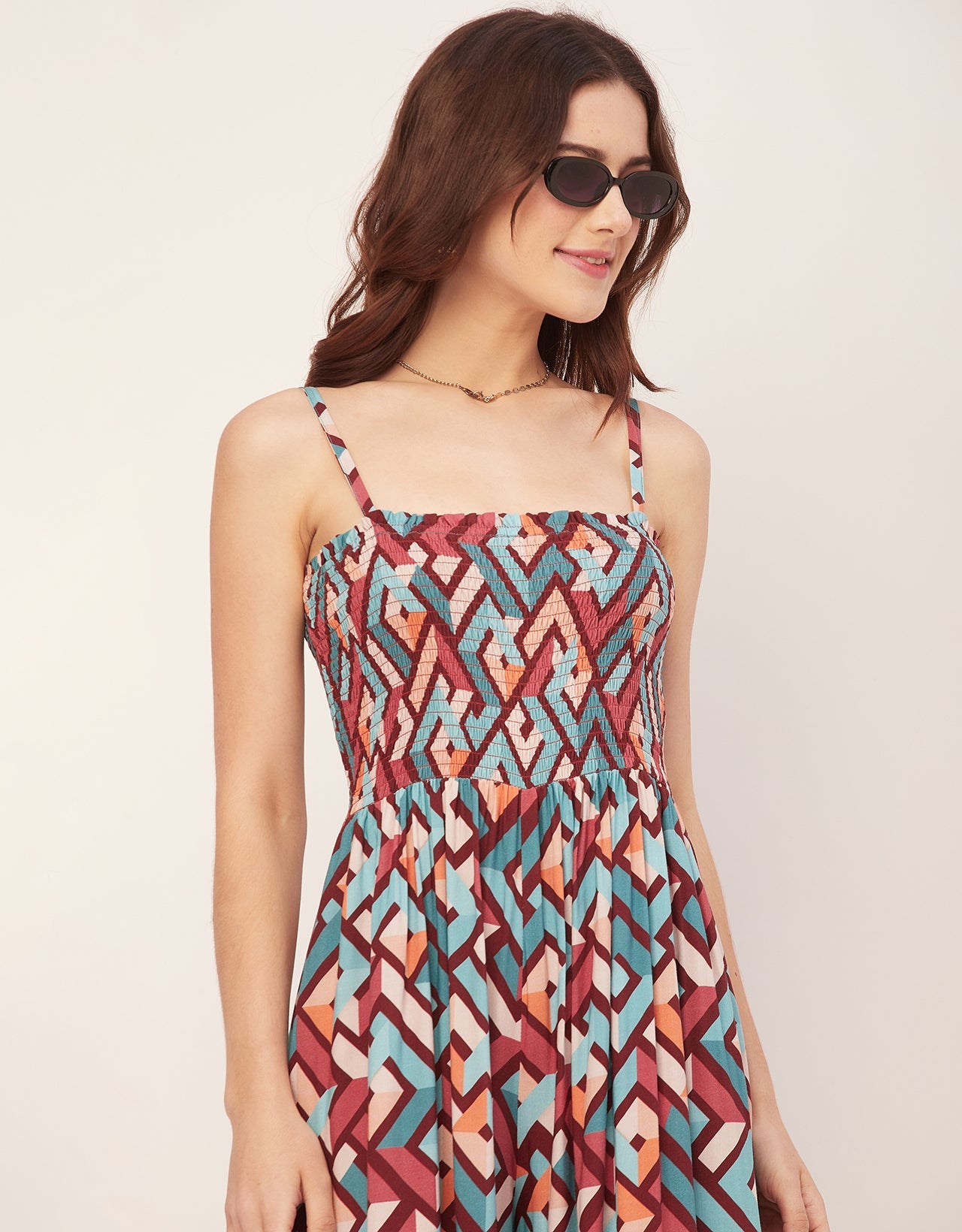 Shoulder Straps Full Leg Printed Rayon Jumpsuit