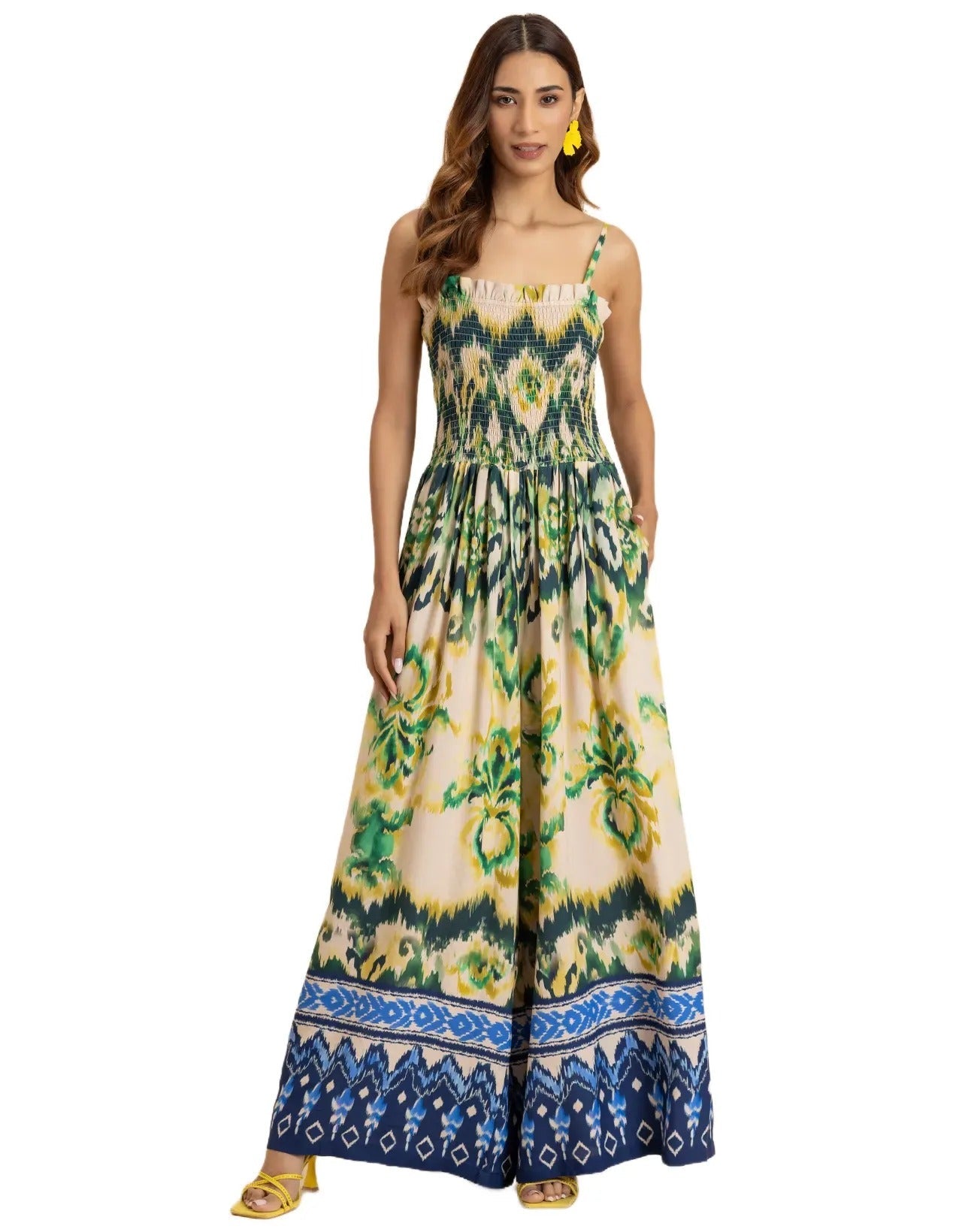 Shoulder Straps Full Leg Printed Jumpsuit For Women