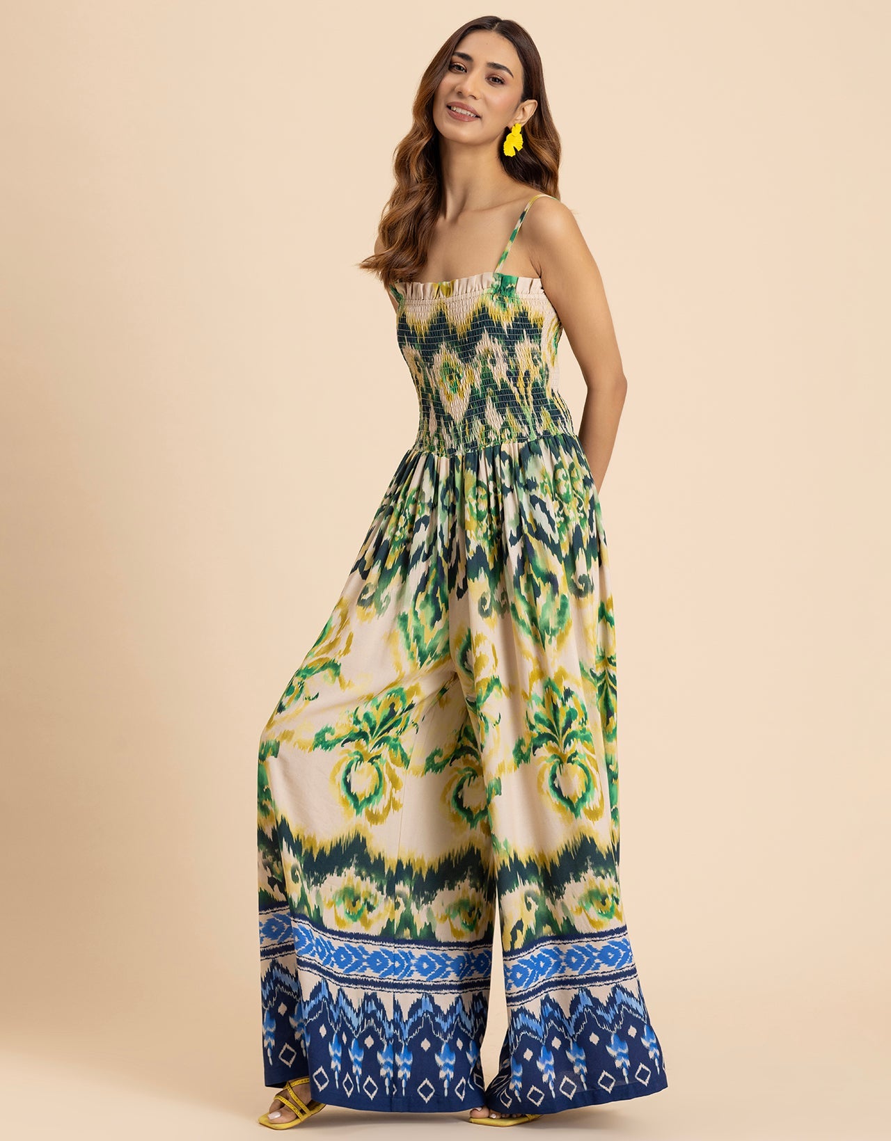Shoulder Straps Full Leg Printed Jumpsuit For Women