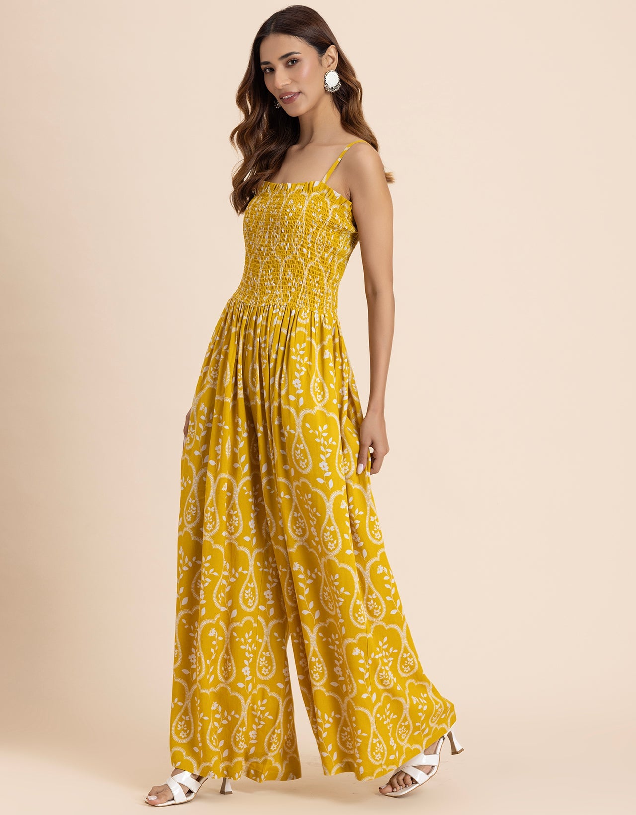 Shoulder Straps Full Leg Printed Jumpsuit For Women