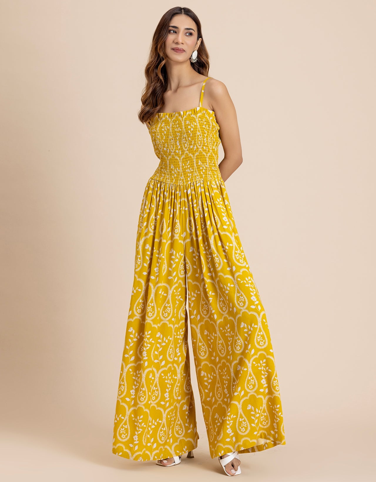 Shoulder Straps Full Leg Printed Jumpsuit For Women