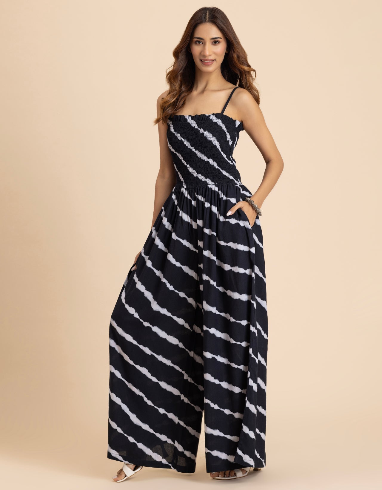 Shoulder Straps Full Leg Printed Jumpsuit For Women