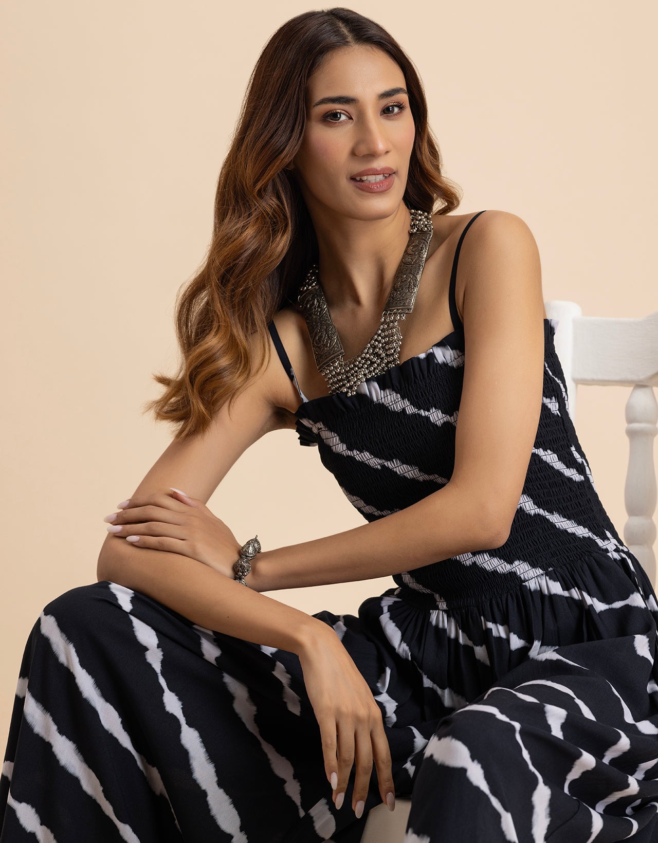 Shoulder Straps Full Leg Printed Jumpsuit For Women