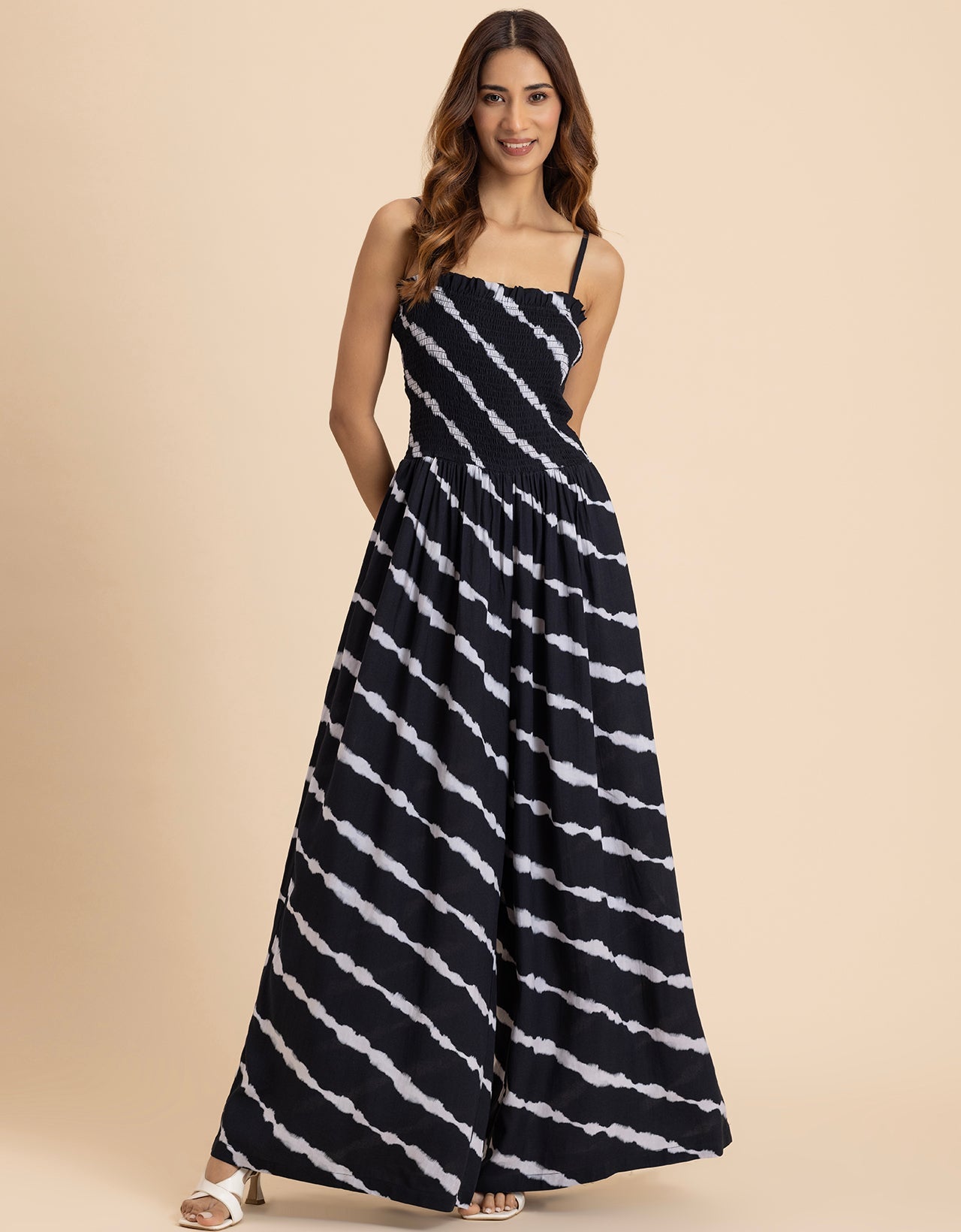 Shoulder Straps Full Leg Printed Jumpsuit For Women
