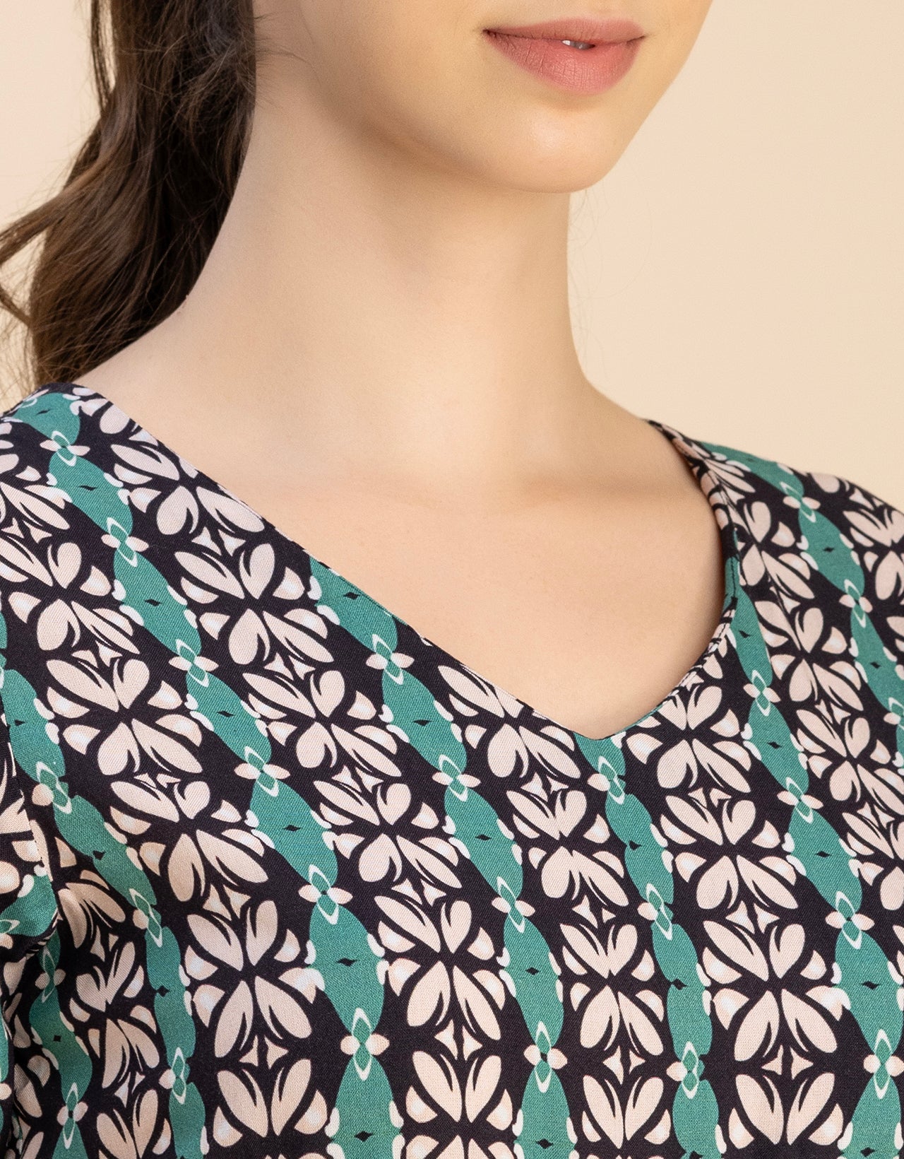 Short Sleeve Full Leg Printed Rayon Jumpsuit