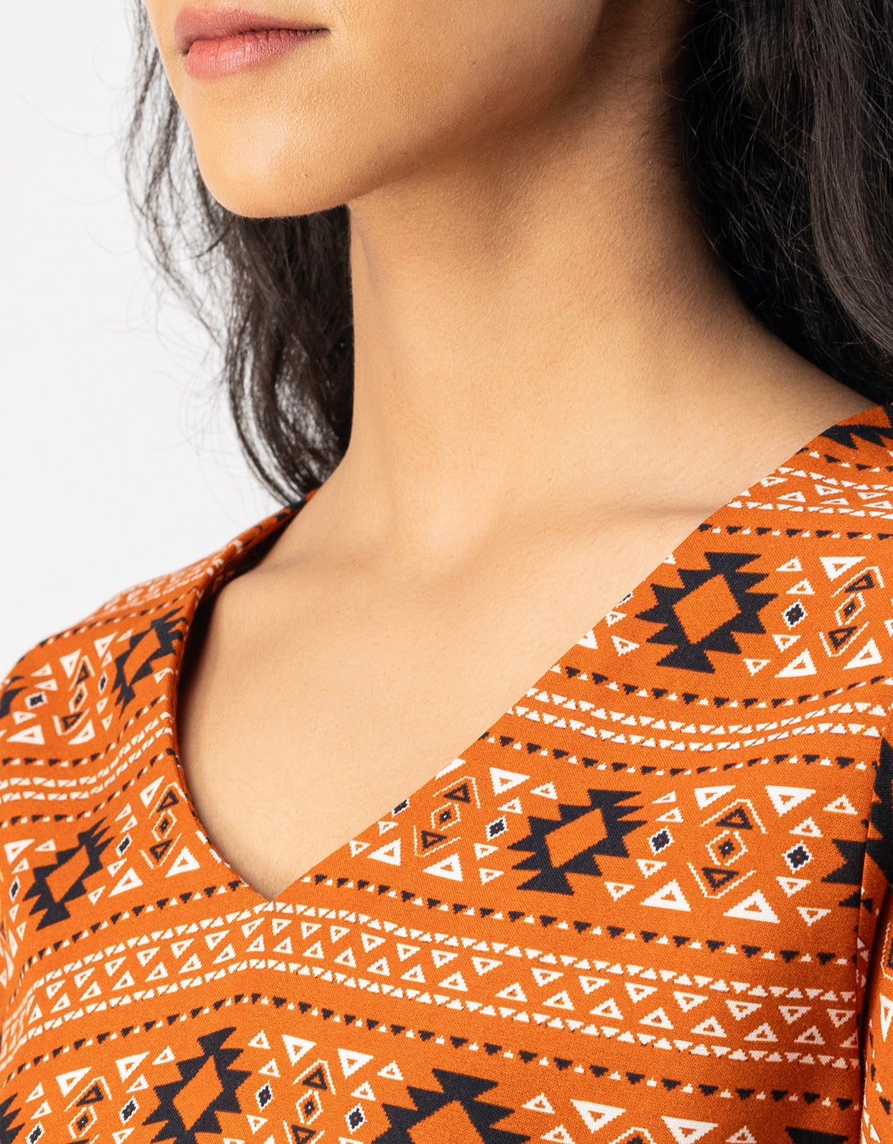 V Neck Full Leg Printed Rayon Jumpsuit