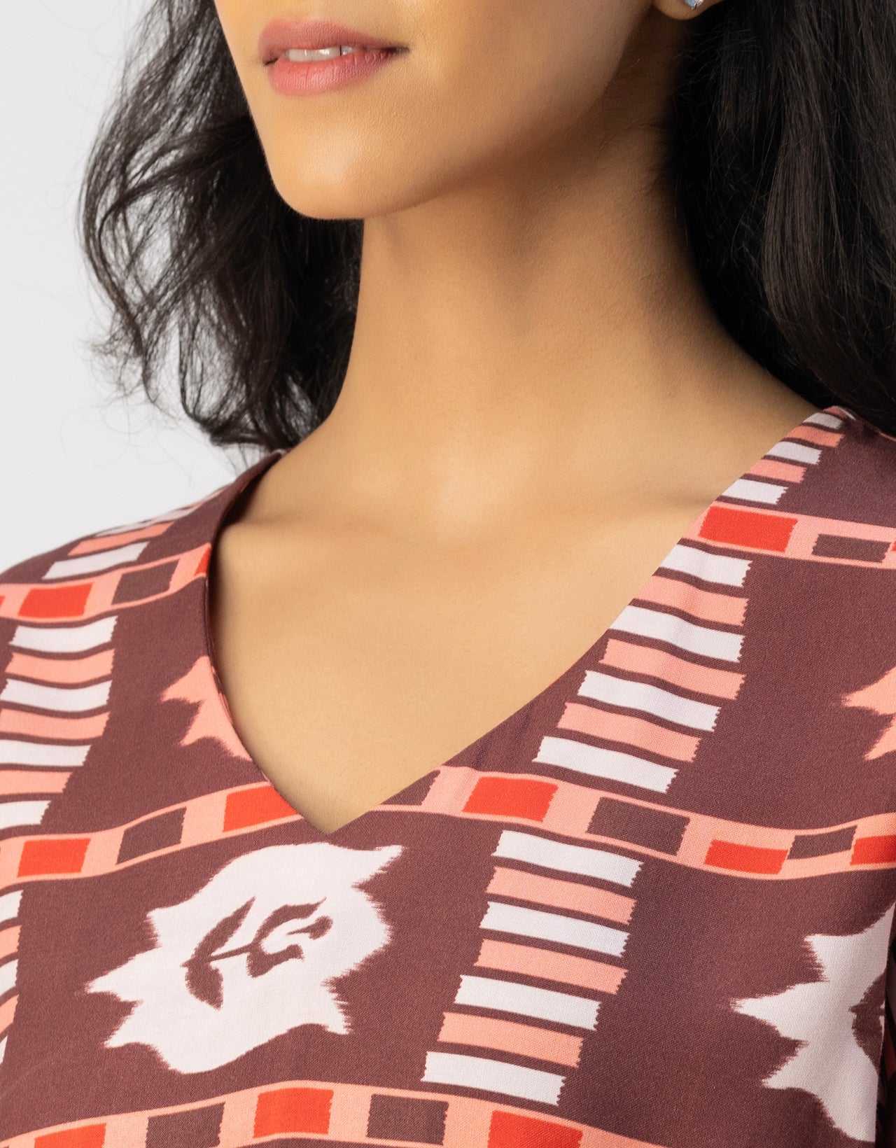 V Neck Full Leg Printed Rayon Jumpsuit