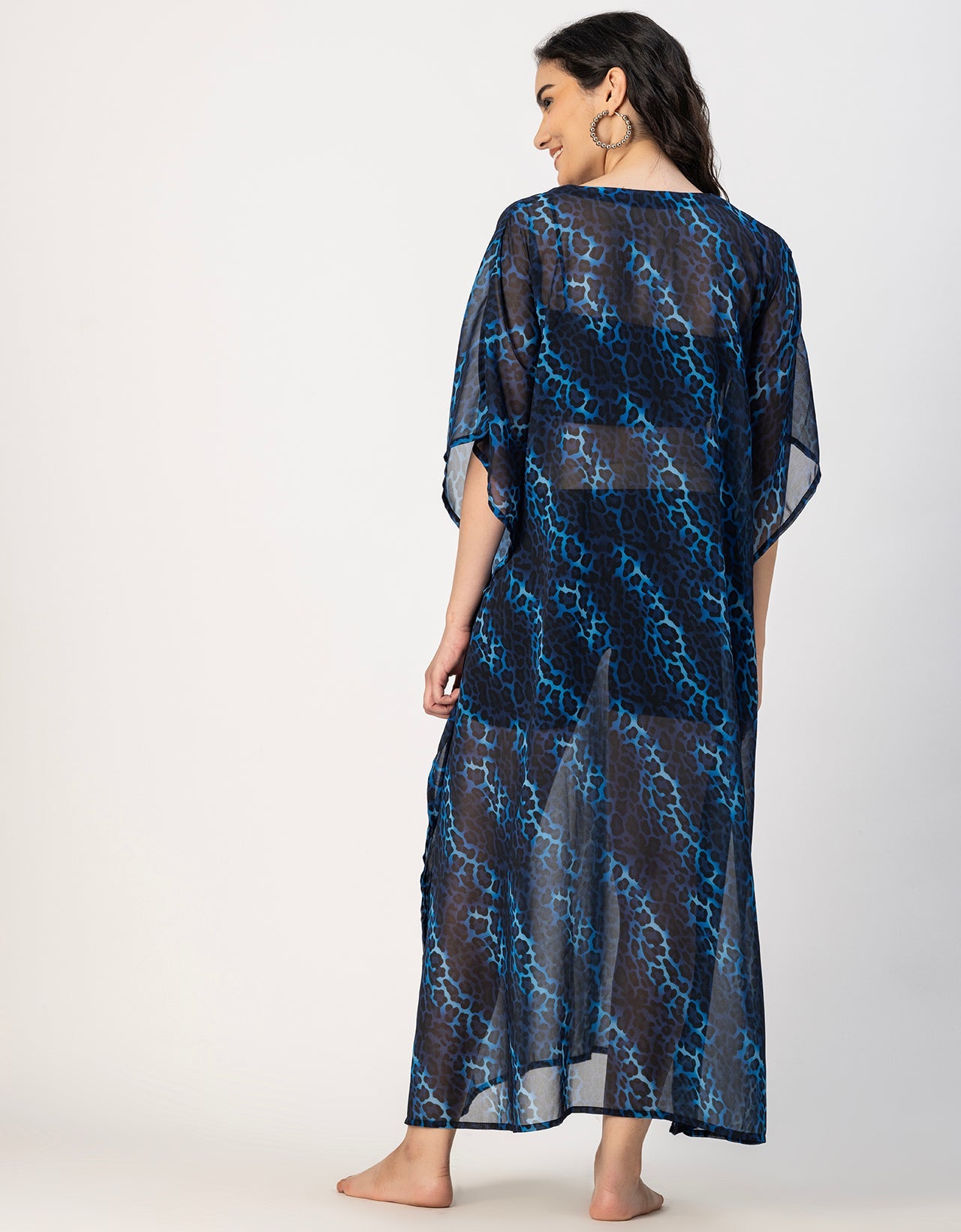 Kimono Sleeves V Neck Kaftan Printed Rayon