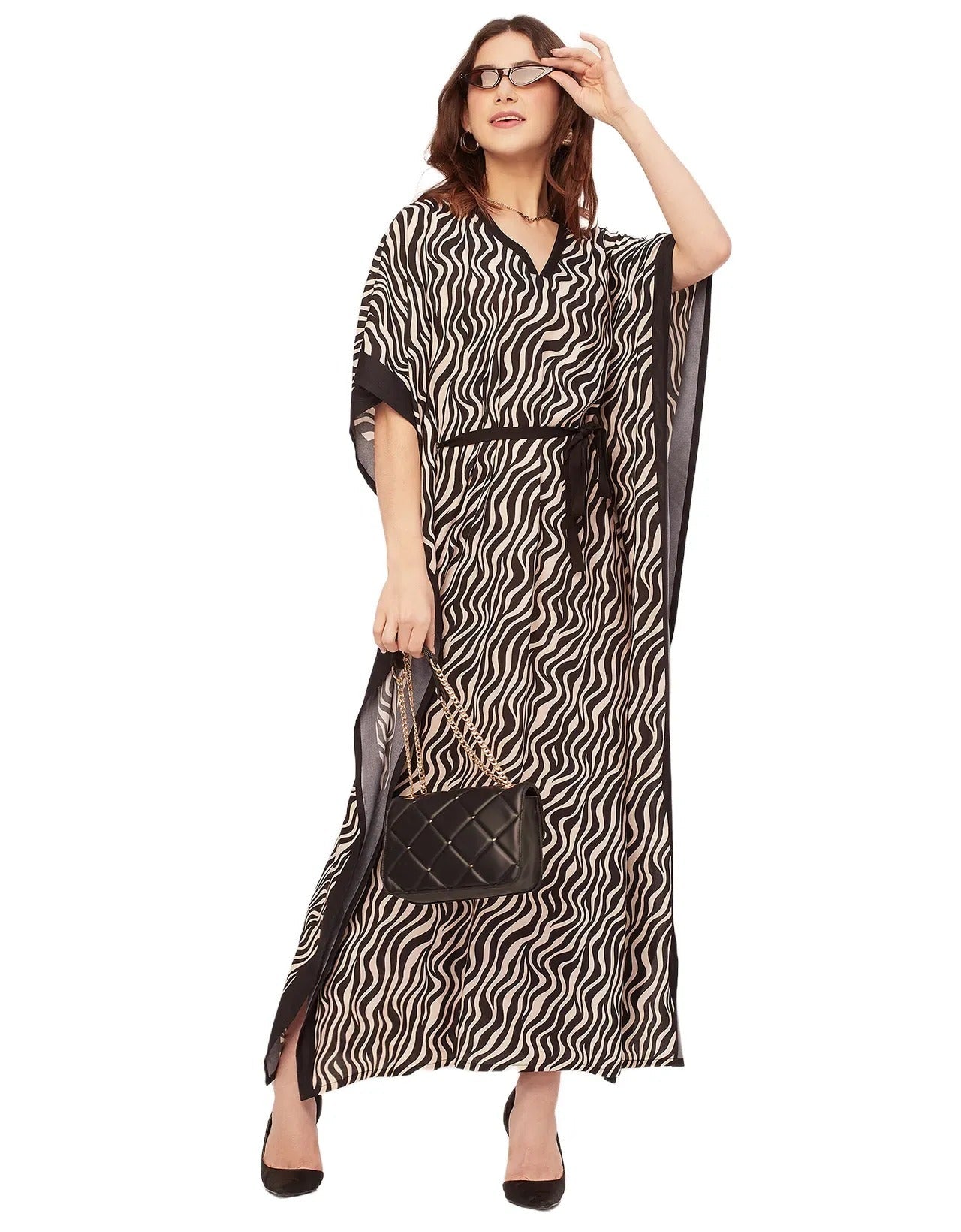 Kimono Sleeves V Neck Rayon Kaftan