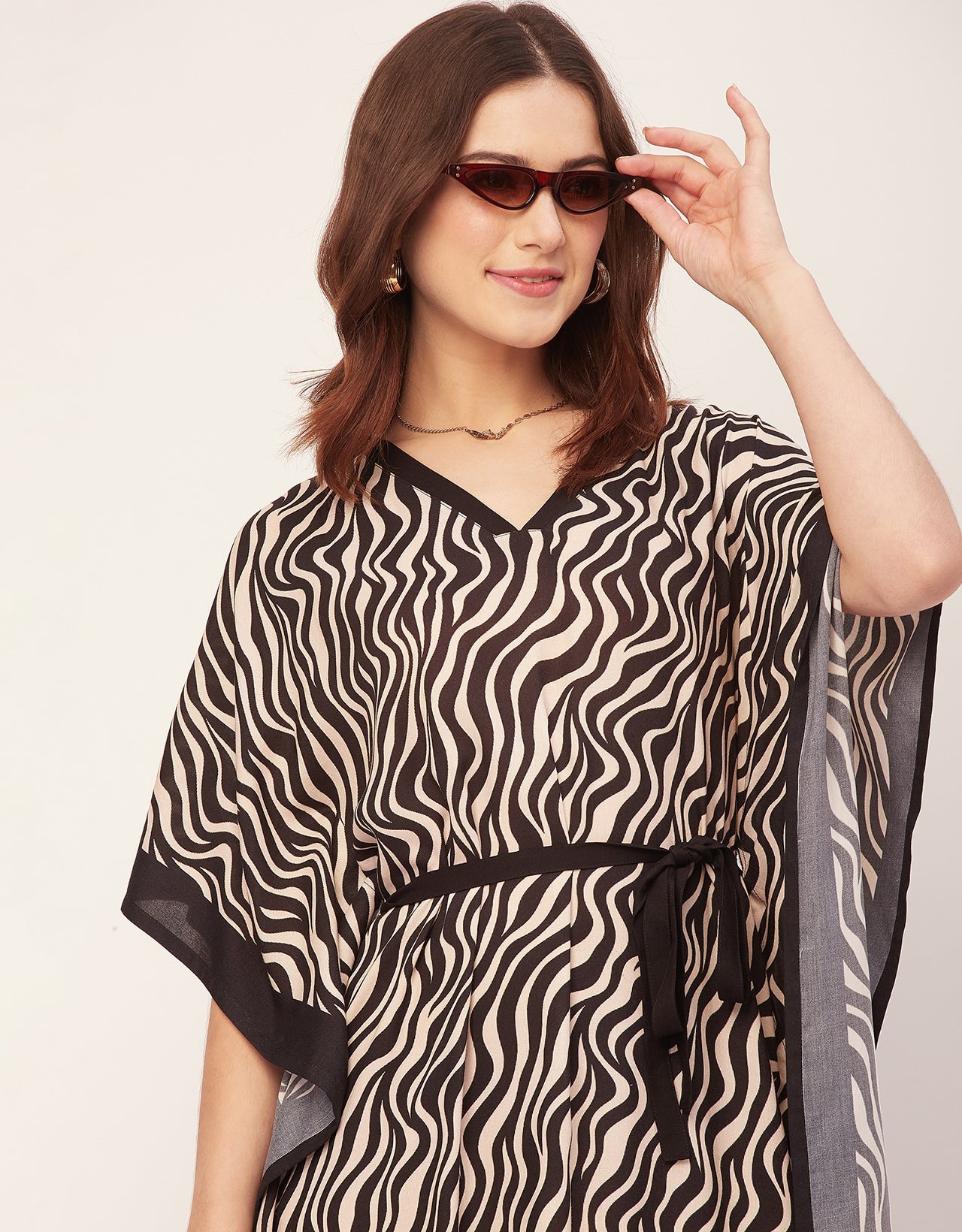 Kimono Sleeves V Neck Rayon Kaftan