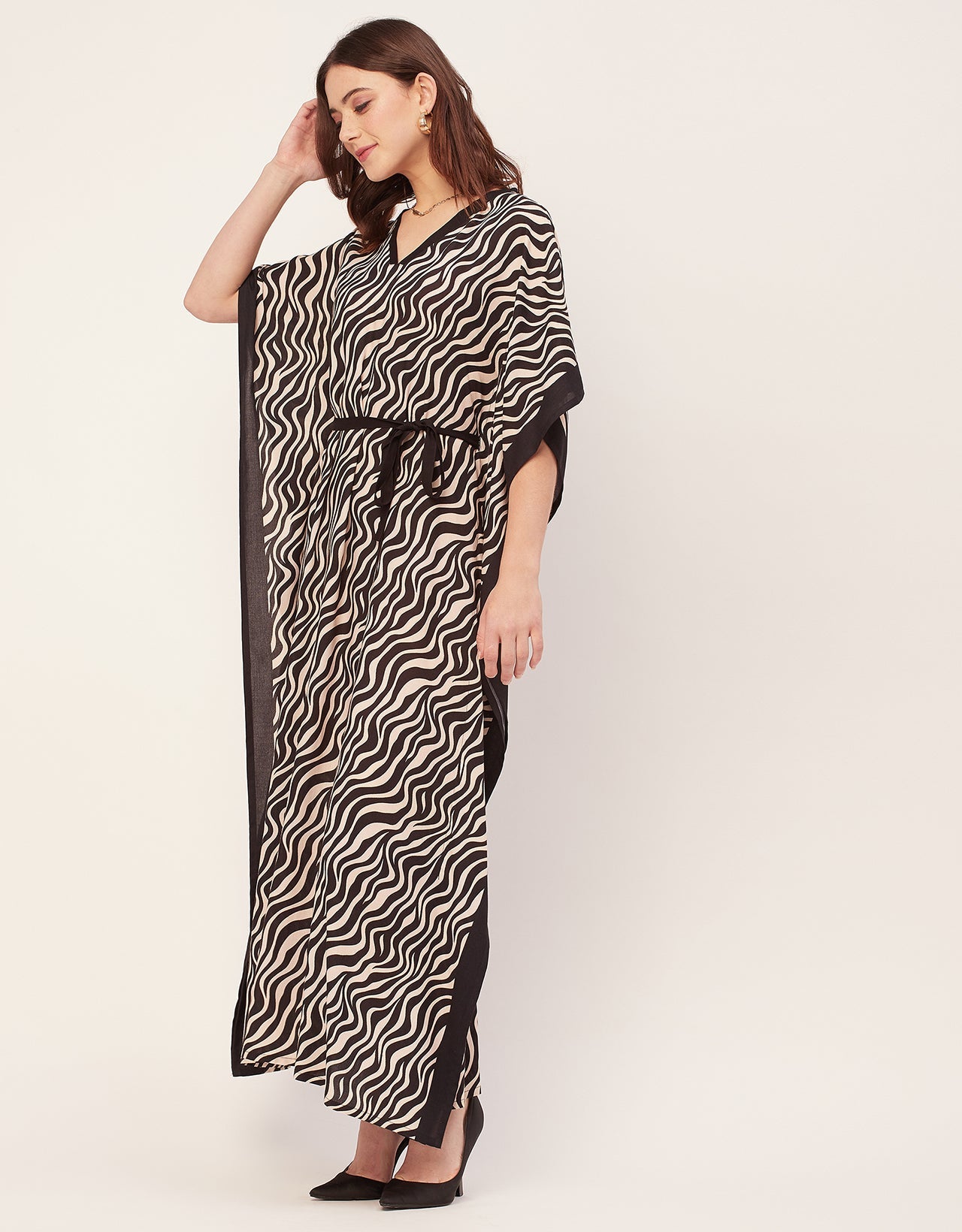 Kimono Sleeves V Neck Rayon Kaftan