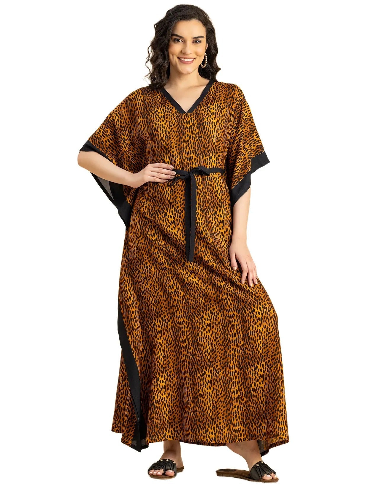 Kimono Sleeves V Neck Rayon Kaftan
