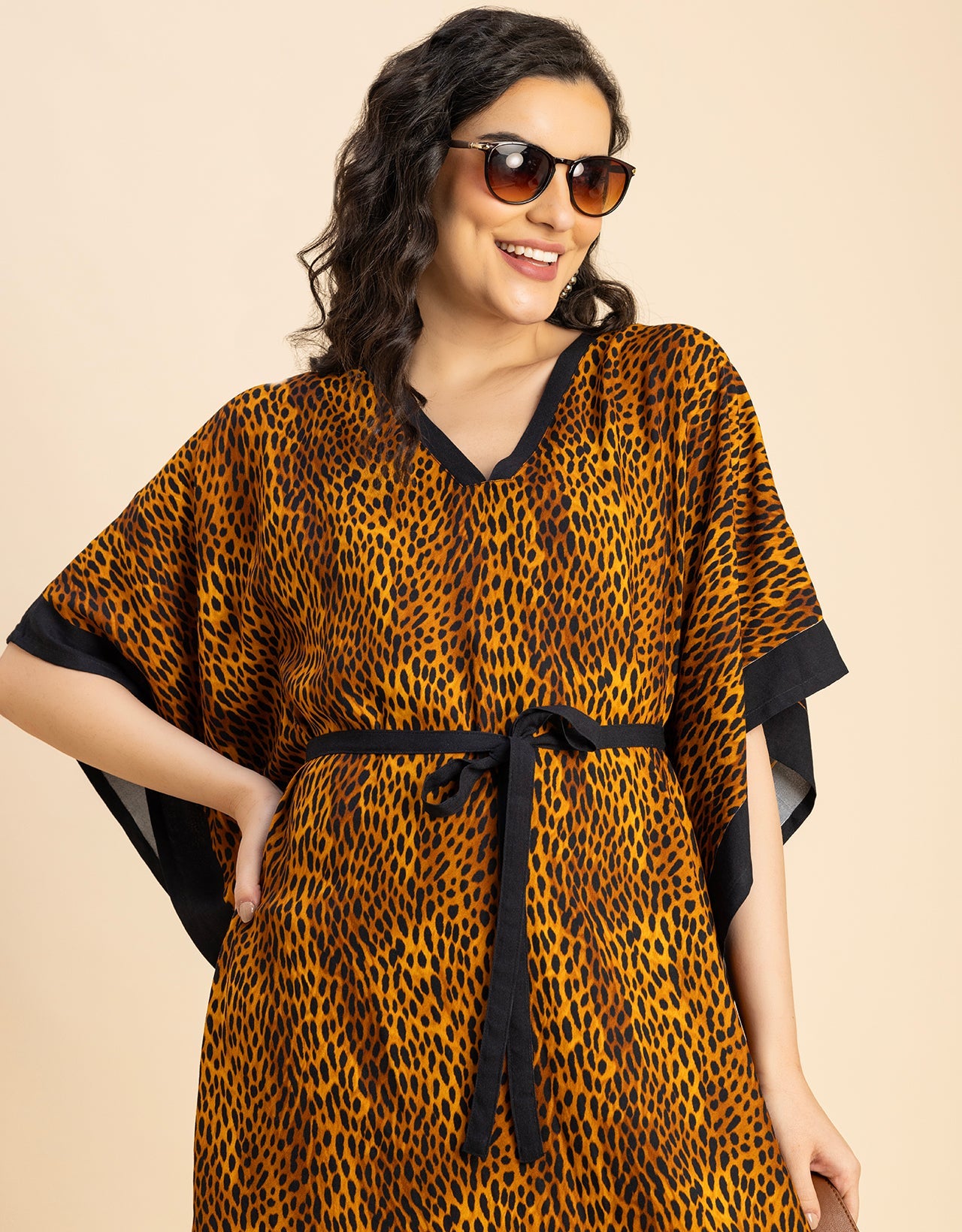 Kimono Sleeves V Neck Rayon Kaftan