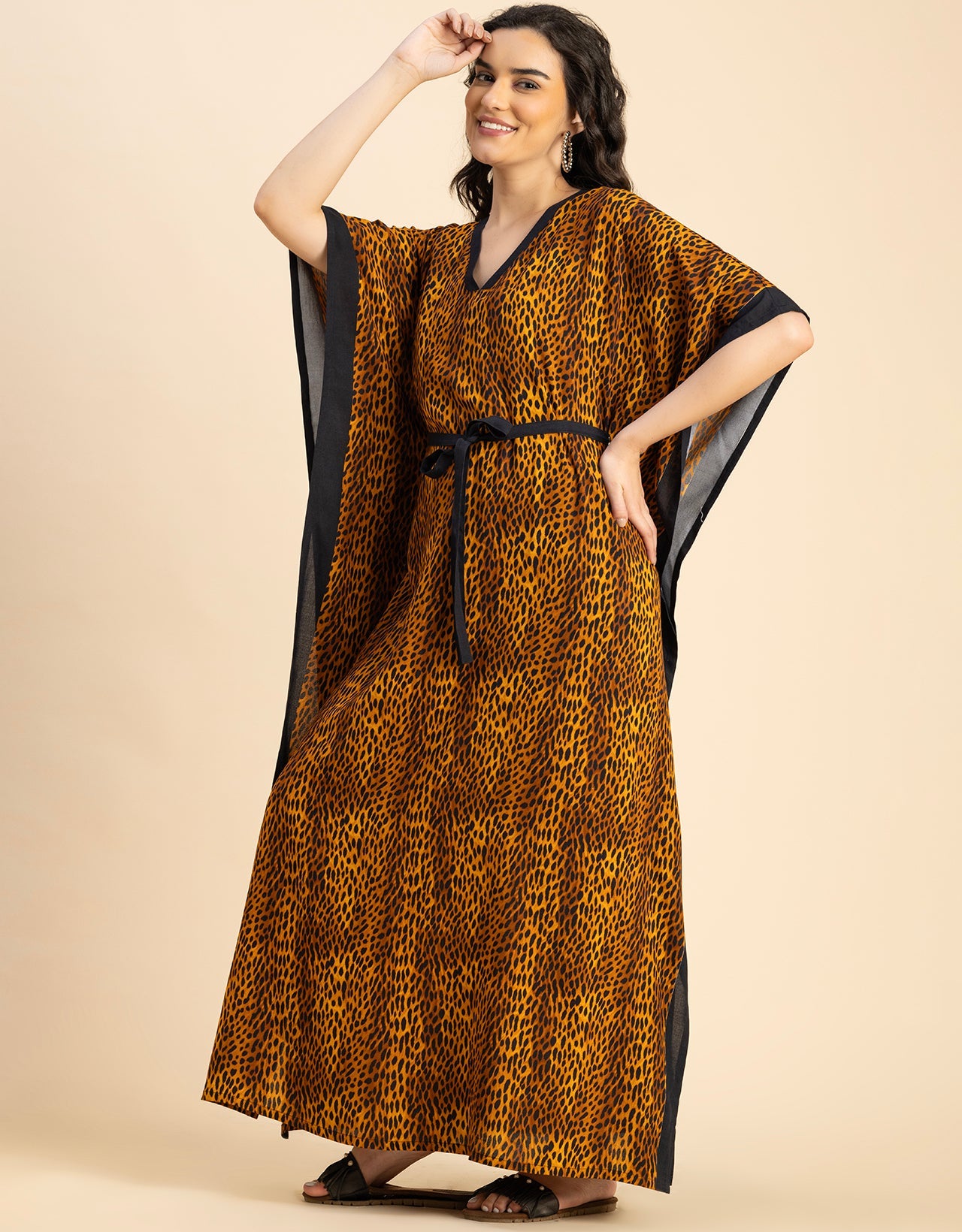 Kimono Sleeves V Neck Rayon Kaftan
