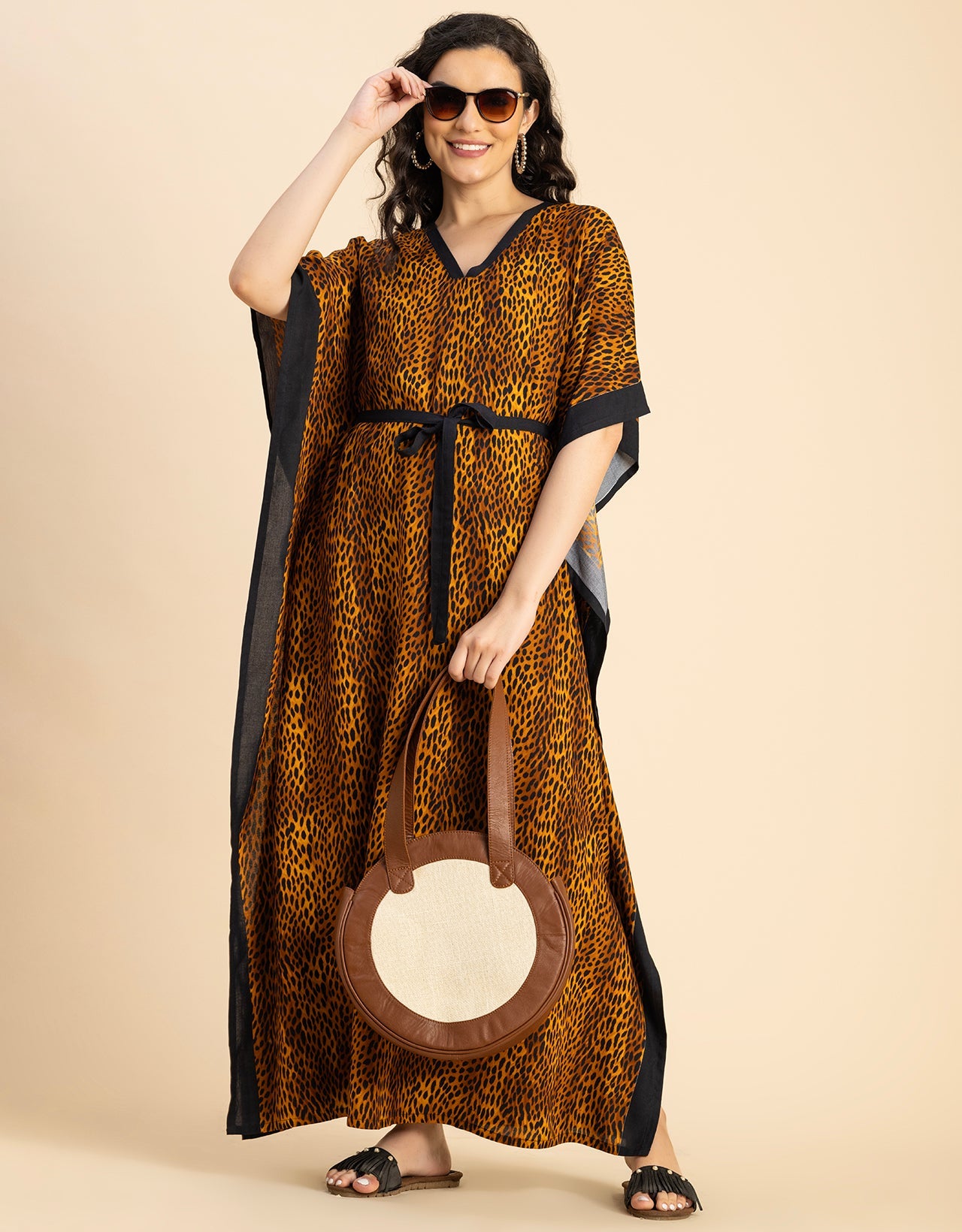 Kimono Sleeves V Neck Rayon Kaftan