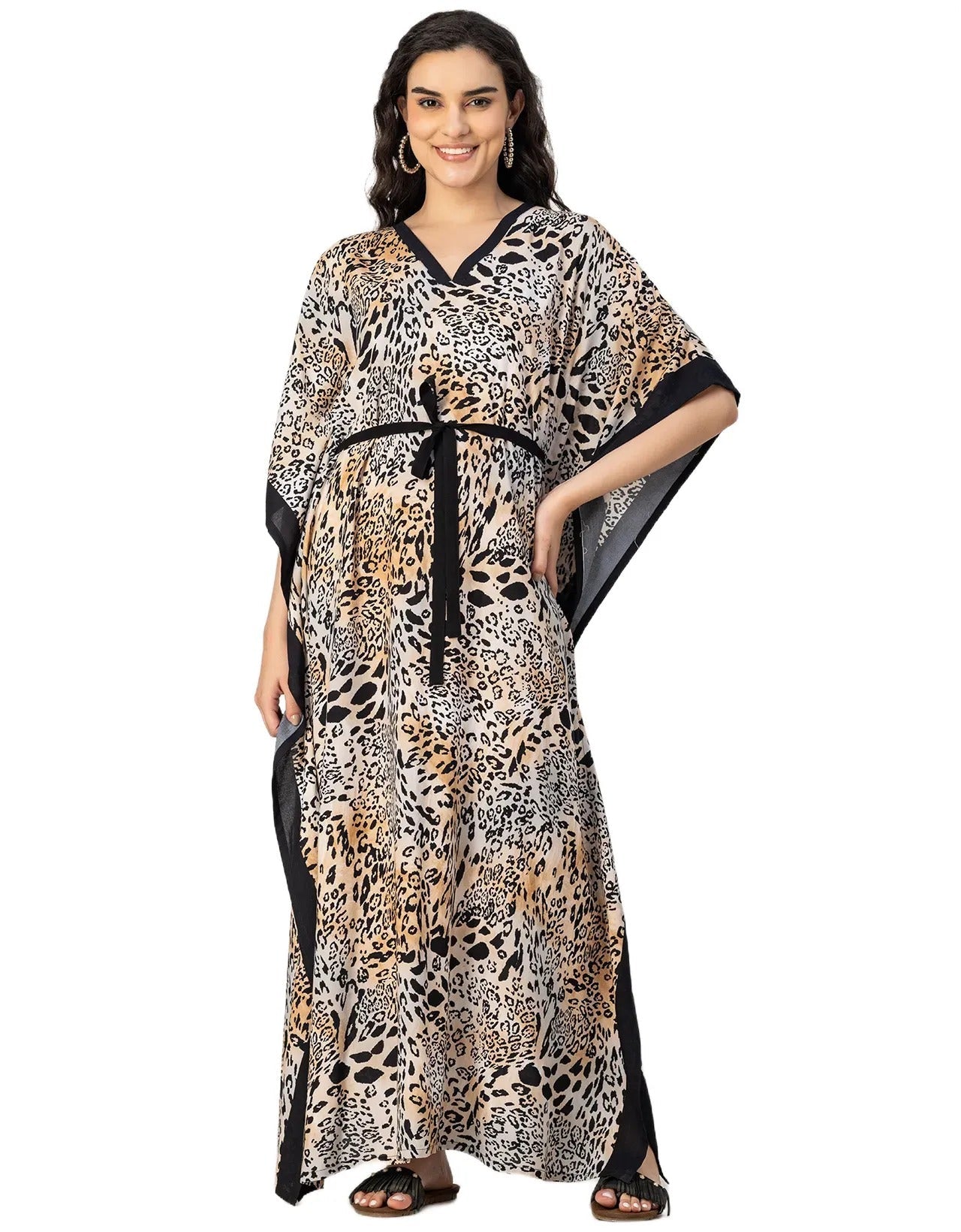 Kimono Sleeves V Neck Rayon Kaftan