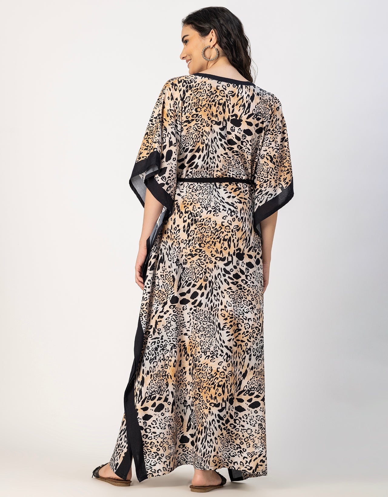 Kimono Sleeves V Neck Rayon Kaftan
