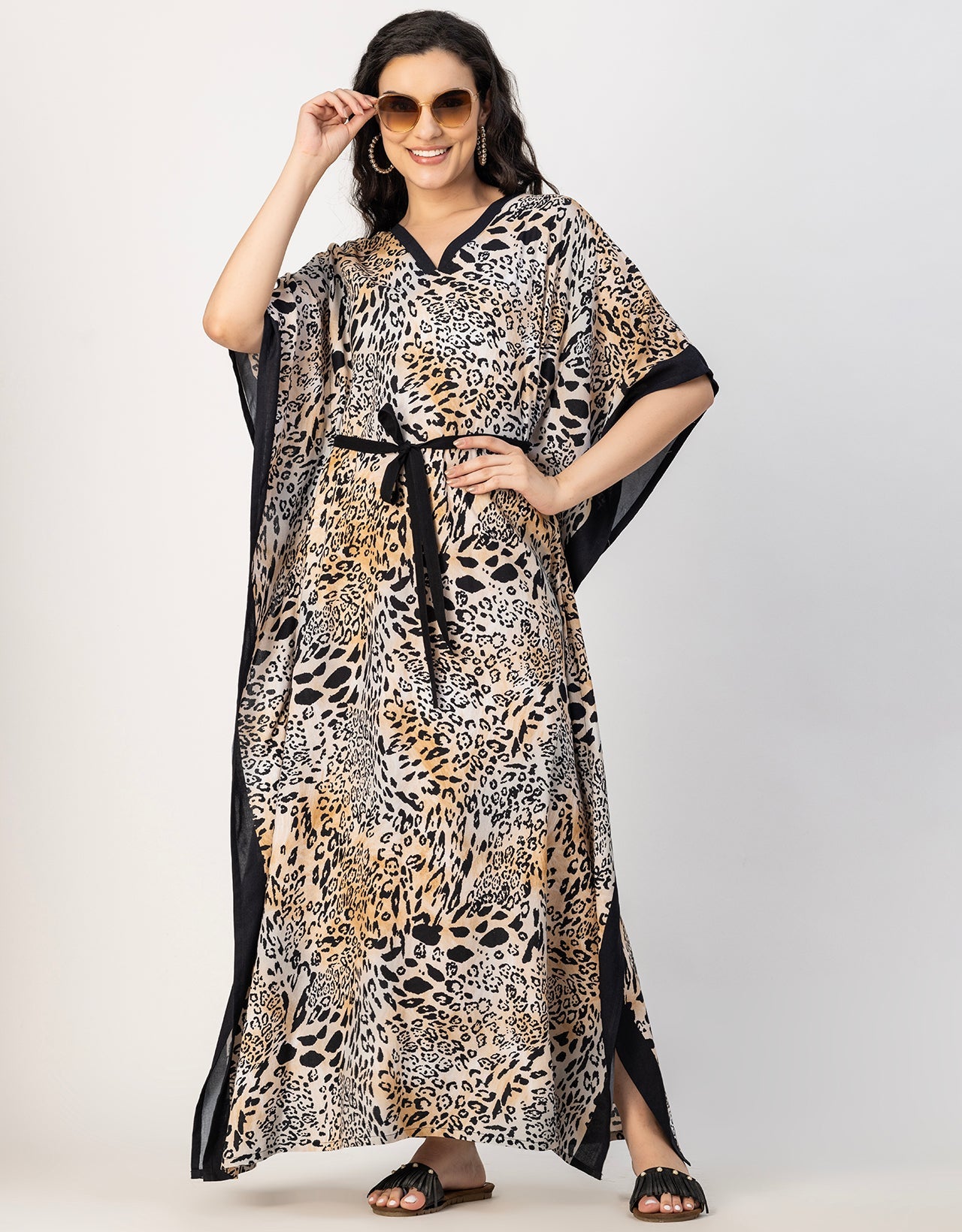 Kimono Sleeves V Neck Rayon Kaftan