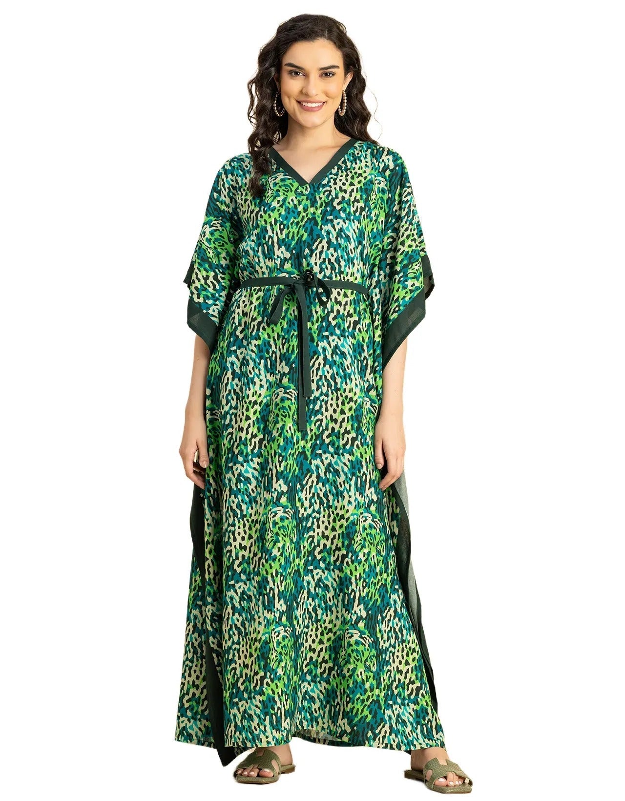 Kimono Sleeves V Neck Rayon Kaftan