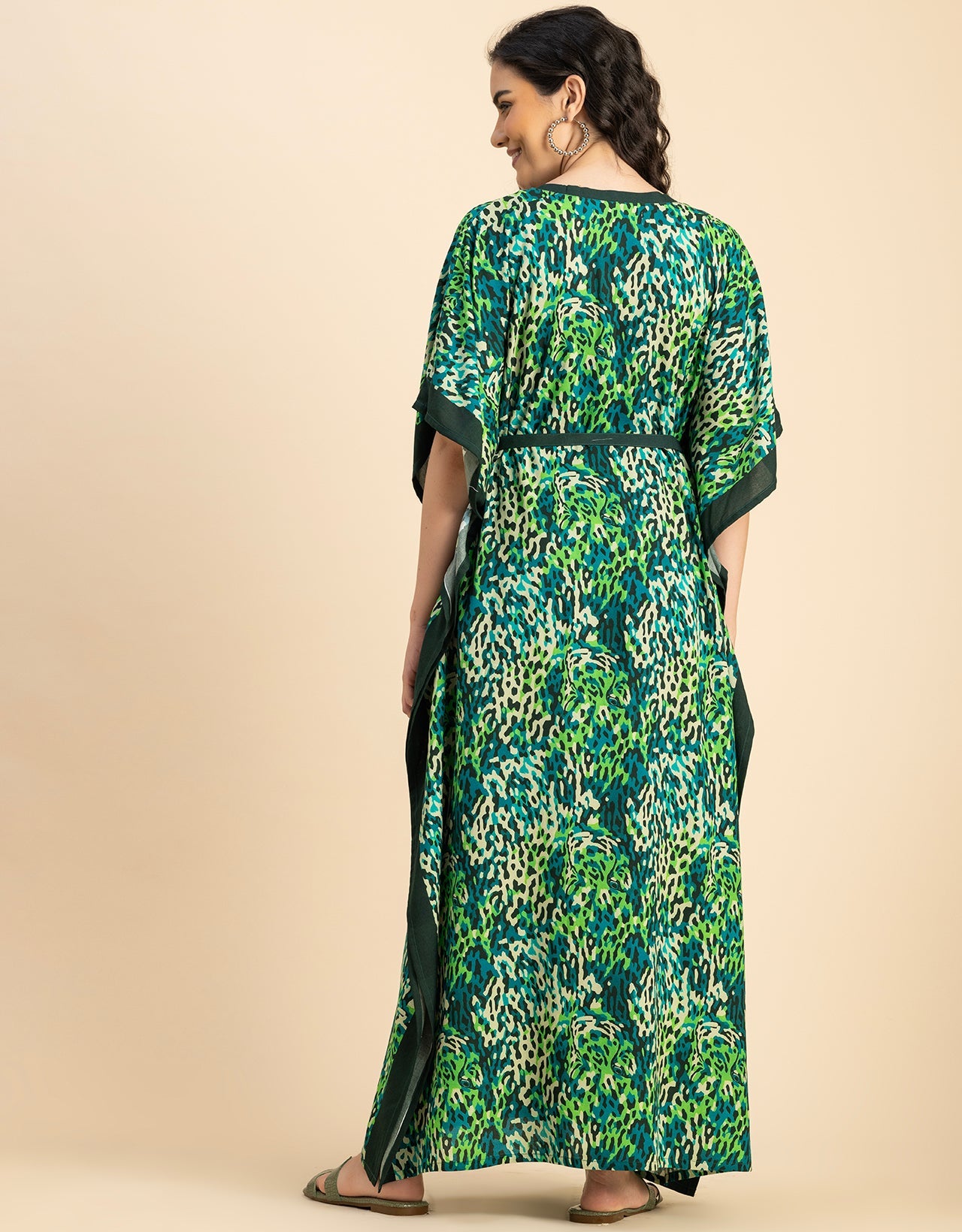 Kimono Sleeves V Neck Rayon Kaftan