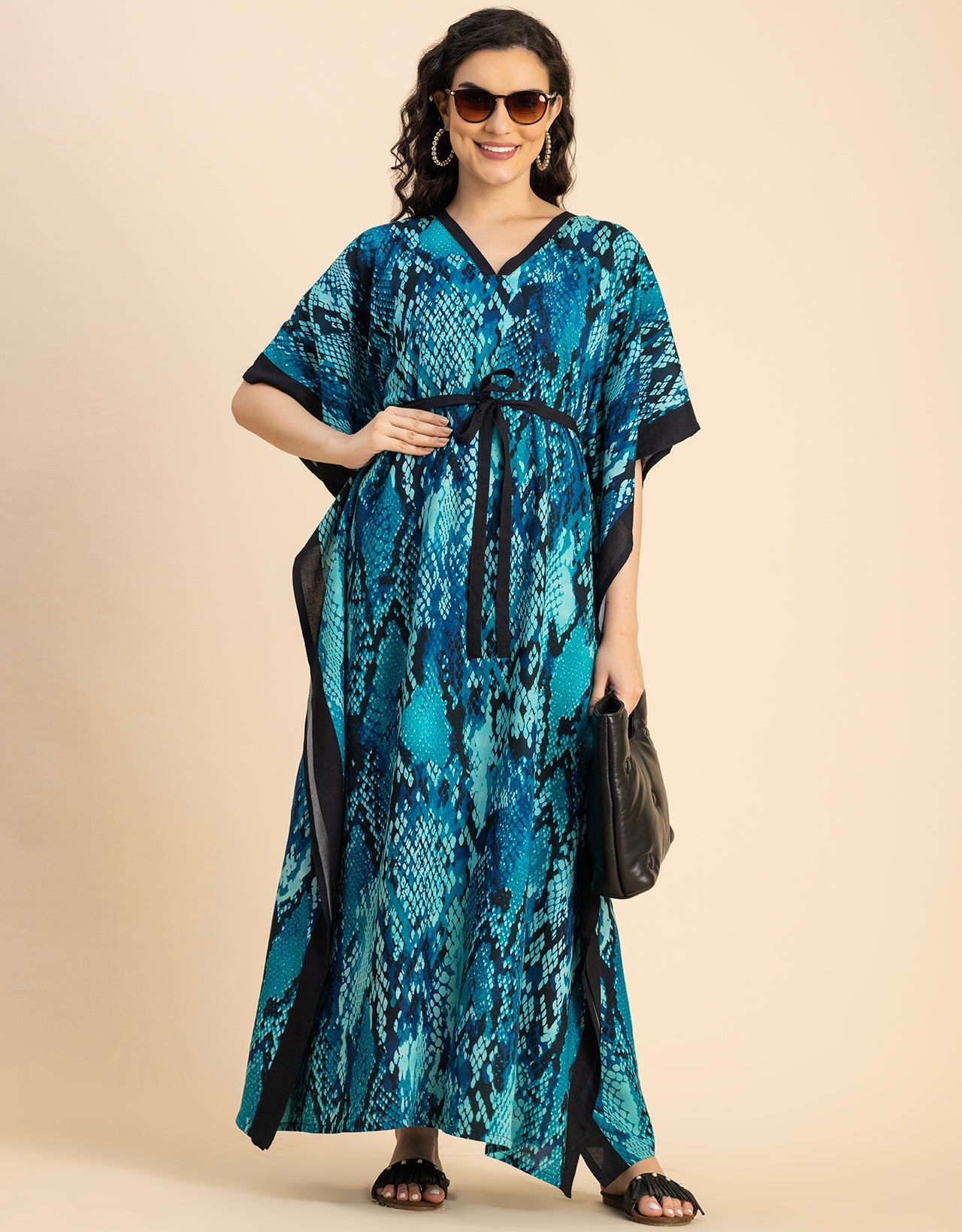 Kimono Sleeves V Neck Rayon Kaftan