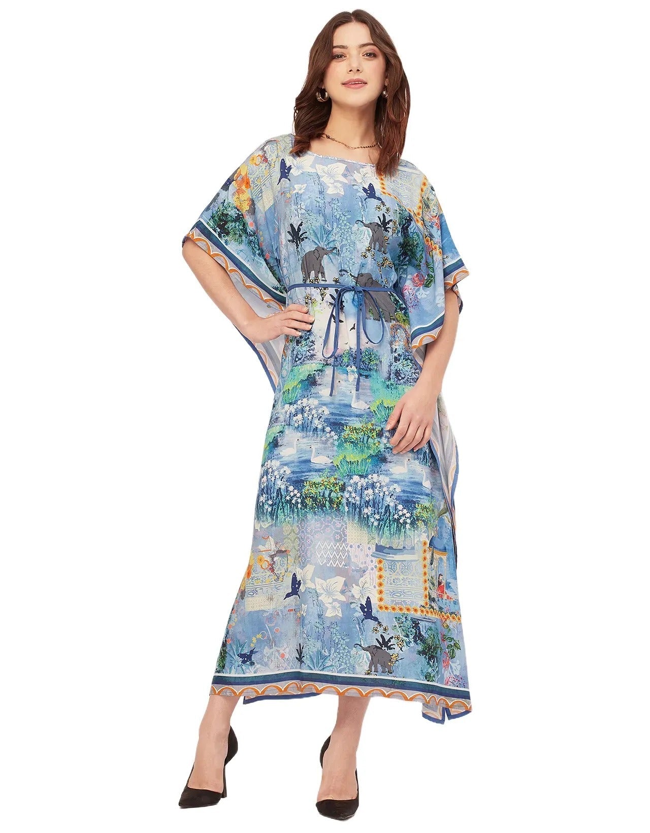Printed Viscose Rayon Short Sleeve Kaftan