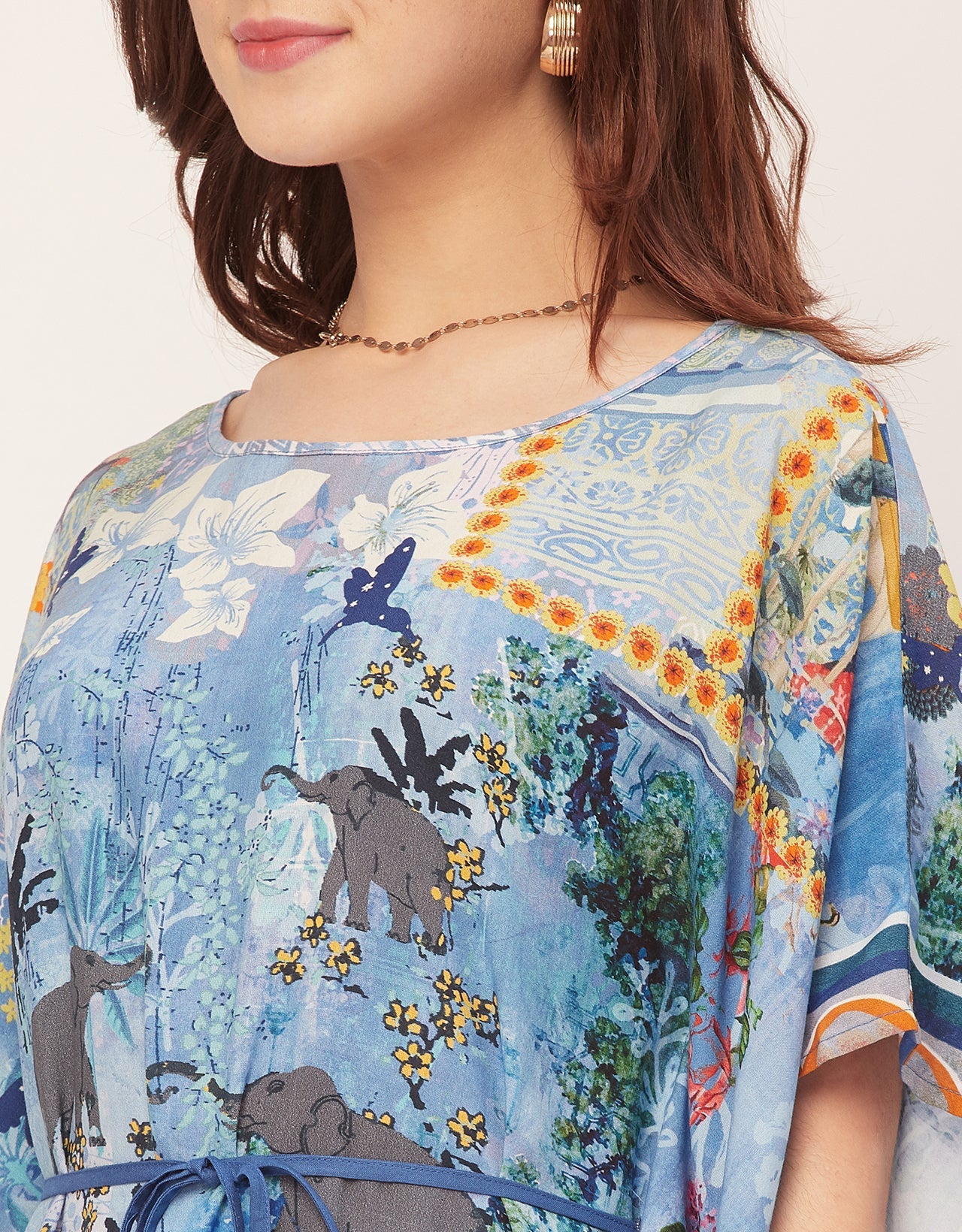 Printed Viscose Rayon Short Sleeve Kaftan